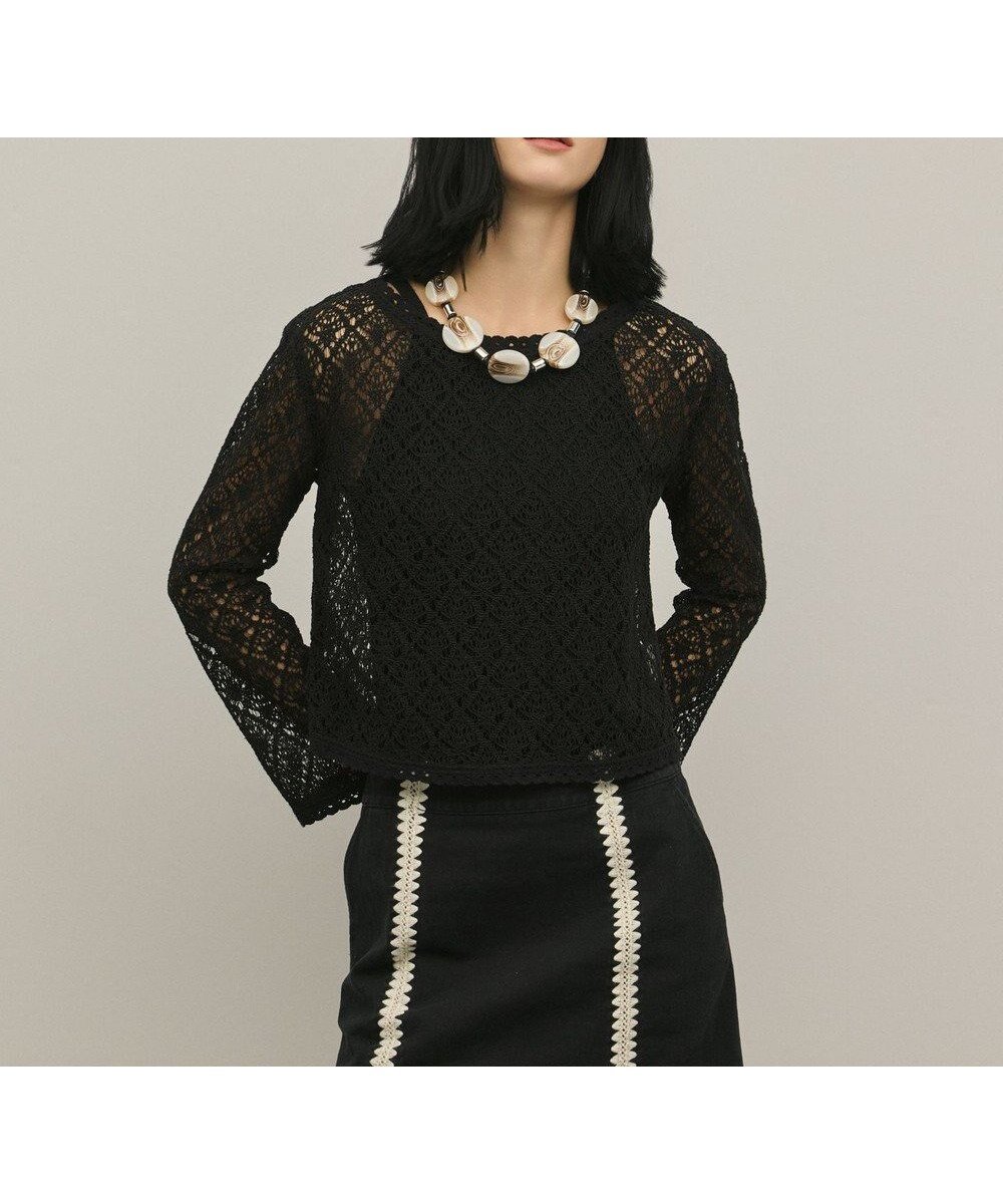 【グレース コンチネンタル/GRACE CONTINENTAL】のレースフレアスリーブトップ インテリア・キッズ・メンズ・レディースファッション・服の通販 founy(ファニー) 　ファッション　Fashion　レディースファッション　Fashion for Women　トップス・カットソー　Cut & Sew Tops　トリミング　Trimming, Decorative Edge　レース　Lace, Lace Fabric　夏　Summer　春　Spring　S/S・春夏　SS, Spring/Summer, Warm Season　ブラック|ID: prp329100004868747 ipo3291000000036281669