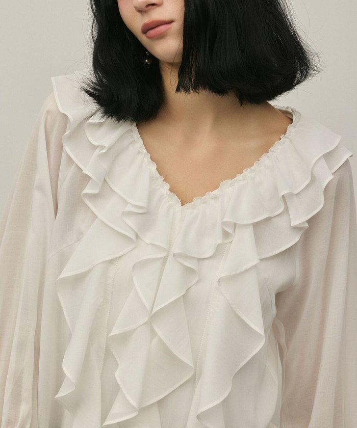 【グレース コンチネンタル/GRACE CONTINENTAL】のフリルブラウス インテリア・キッズ・メンズ・レディースファッション・服の通販 founy(ファニー) https://founy.com/ ファッション Fashion レディースファッション Fashion for Women トップス・カットソー Cut & Sew Tops シャツ・ブラウス・オフィスカジュアル Elegant Blouses & Button-Ups フリル Frill, Ruffle ラッセル Raschel, Raschel Lace 夏 Summer 春 Spring S/S・春夏 SS, Spring/Summer, Warm Season |ID: prp329100004868749 ipo3291000000036281682