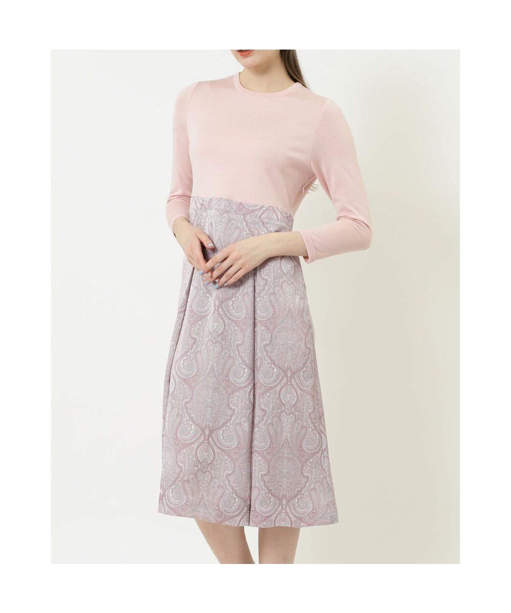 【ダックス/DAKS】のペイズリープリントコンビニットワンピース インテリア・キッズ・メンズ・レディースファッション・服の通販 founy(ファニー) 　ファッション　Fashion　レディースファッション　Fashion for Women　ワンピース　Dresses　ニットワンピース　Knit Dresses　コンビ　Combo, Combination Style　シルク　Silk, 100% Silk　ストレッチ　Stretch, Stretchy Fabric　ドッキング　Docking, Mixed Material　エレガント 上品　Elegant　夏　Summer　S/S・春夏　SS, Spring/Summer, Warm Season　A/W・秋冬　Autumn/Winter　ピンク|ID: prp329100004868750 ipo3291000000036281691