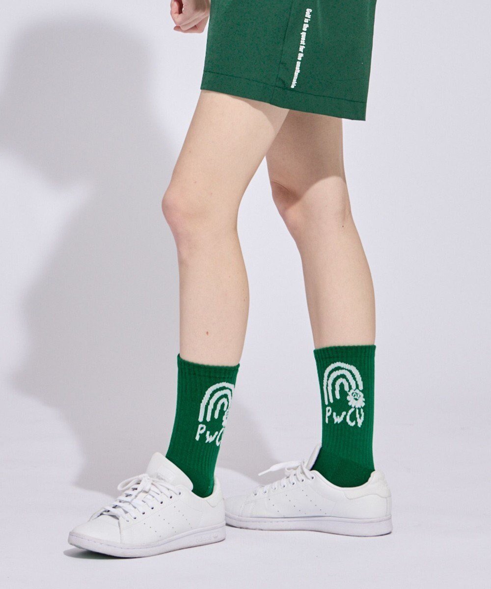 【ピーダブリュサーキュラス/PW CIRCULUS】の【虫よけ加工】【WOMEN】P-MOF ソックス ミドル丈 ゴルフウェア レディース インテリア・キッズ・メンズ・レディースファッション・服の通販 founy(ファニー) 　ファッション　Fashion　レディースファッション　Fashion for Women　ソックス&靴下　Socks & Hosiery　レッグウェア・ストッキング　Legwear & Hosiery　クール　Cool, Chic　グラフィック　Graphic, Graphic Design　ソックス　Socks, Hosiery　人気　Popular, Best Seller　フィット　Fit, Slim Fit　ミドル　Middle Length, Mid Height　夏　Summer　ゴルフ　Golf　2026年　2026　グリーン系|ID: prp329100004868776 ipo3291000000036281904