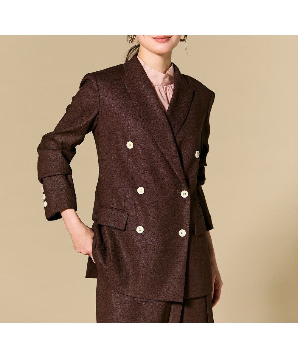 【ベイジ,/BEIGE,】のCAROLE / リネンライク ダブルジャケット インテリア・キッズ・メンズ・レディースファッション・服の通販 founy(ファニー) 　ファッション　Fashion　レディースファッション　Fashion for Women　アウター　Coat / Outerwear Collection　レディースジャケット・軽アウター　Jackets　インナー　Innerwear　カーディガン　Cardigan, Knitwear　ジャケット　Jacket, Outerwear　スーツ　Suit, Formalwear　セットアップ　Set-Up, Coordinated Outfit　ダブル　Double, Double-Breasted　デニム　Denim, Jeans Material　ハンド　Hand, Handmade　バランス　Balance, Style Balance　プリーツ　Pleats, Pleated　ビジネス 仕事 通勤　Business / Work / Commuting　Bordeaux|ID: prp329100004868850 ipo3291000000036282093