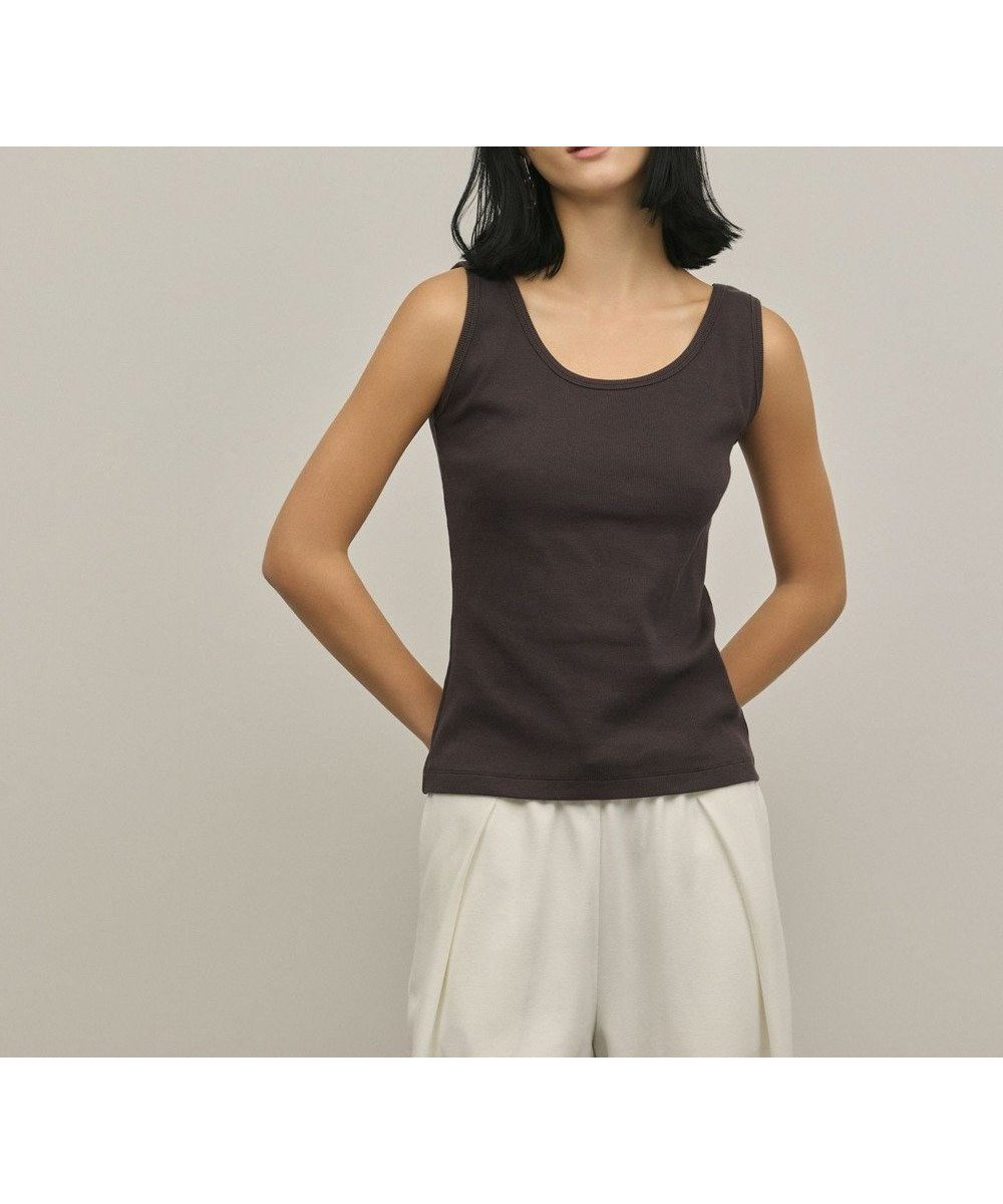 【グレース コンチネンタル/GRACE CONTINENTAL】のテレコノースリーブトップ インテリア・キッズ・メンズ・レディースファッション・服の通販 founy(ファニー) 　ファッション　Fashion　レディースファッション　Fashion for Women　トップス・カットソー　Cut & Sew Tops　キャミソール&ノースリーブ　Camisoles & Sleeveless Tops　ストレッチ　Stretch, Stretchy Fabric　タンク　Tank Top, Sleeveless Top　テレコ　Ribbed, Rib Stitch　夏　Summer　春　Spring　S/S・春夏　SS, Spring/Summer, Warm Season　ブラウン|ID: prp329100004868861 ipo3291000000036282113