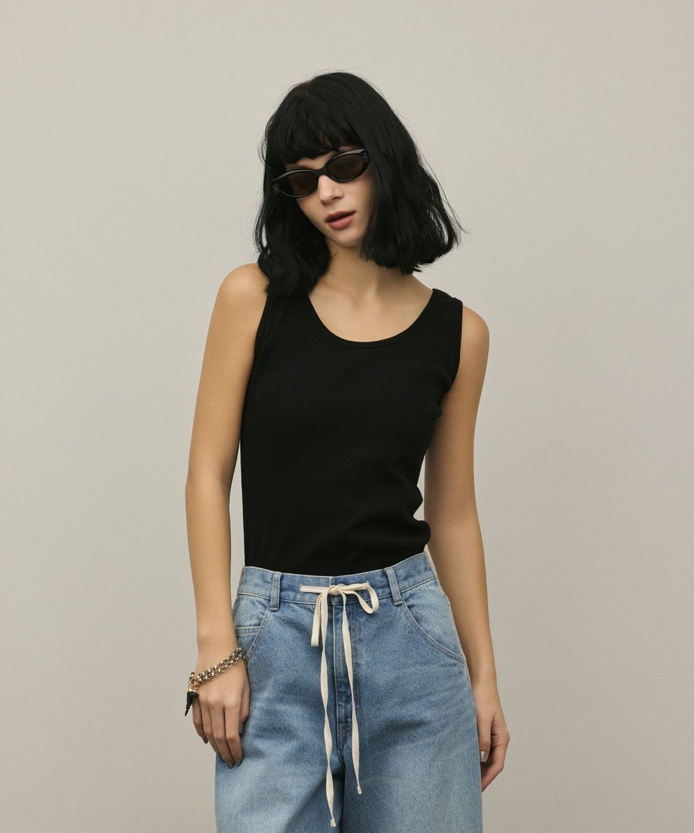 【グレース コンチネンタル/GRACE CONTINENTAL】のテレコノースリーブトップ インテリア・キッズ・メンズ・レディースファッション・服の通販 founy(ファニー) 　ファッション　Fashion　レディースファッション　Fashion for Women　トップス・カットソー　Cut & Sew Tops　キャミソール&ノースリーブ　Camisoles & Sleeveless Tops　ストレッチ　Stretch, Stretchy Fabric　タンク　Tank Top, Sleeveless Top　テレコ　Ribbed, Rib Stitch　夏　Summer　春　Spring　S/S・春夏　SS, Spring/Summer, Warm Season　ブラック|ID: prp329100004868861 ipo3291000000036282118