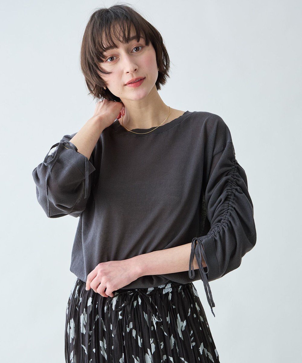 【エニー/ANY】のシアーシャーリングスリーブニット 人気、トレンドファッション・服の通販 founy(ファニー) 　ファッション　Fashion　レディースファッション　Fashion for Women　トップス・カットソー　Cut & Sew Tops　ニット　Knit Tops & Sweaters　おすすめ　Recommended / Our Picks　シャーリング　Shirring, Ruched　セーター　Sweater, Knitwear　バランス　Balance, Style Balance　夏　Summer　春　Spring　S/S・春夏　SS, Spring/Summer, Warm Season　 other-1|ID: prp329100004868880 ipo3291000000036282150