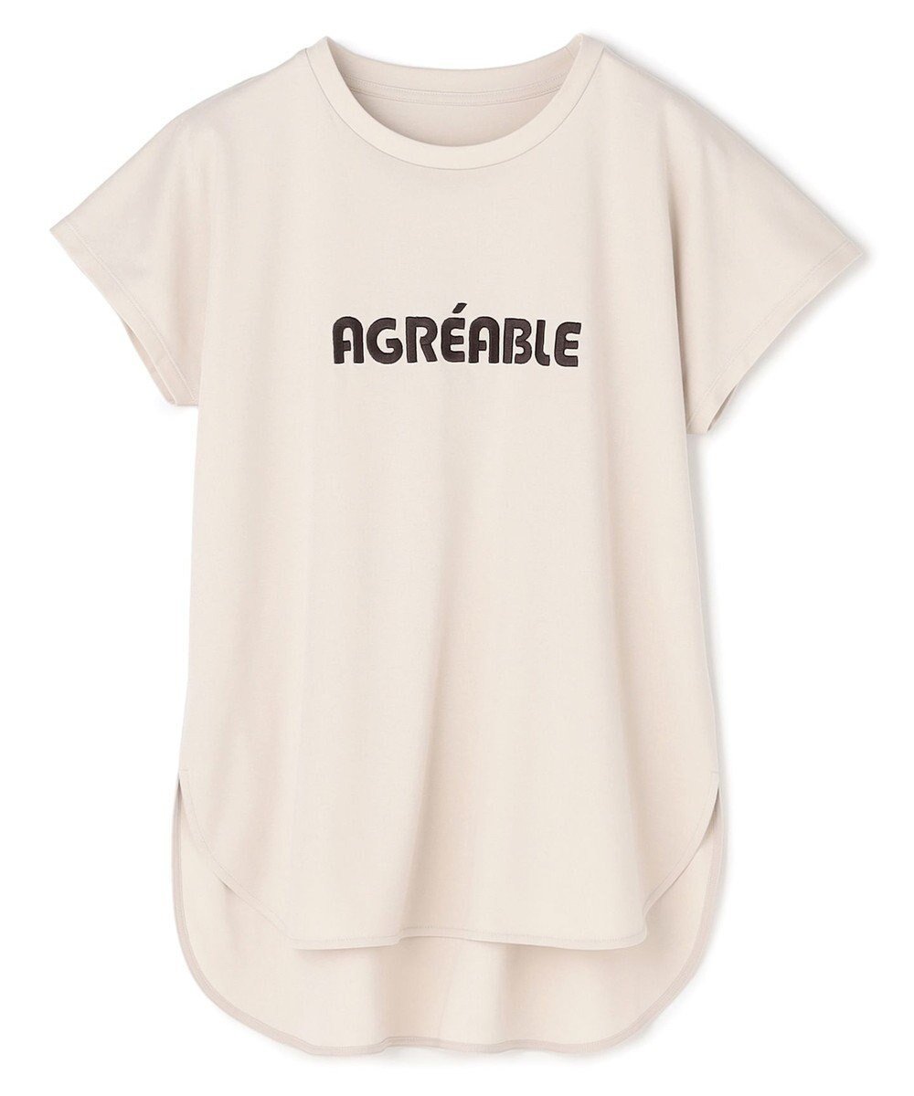 【アンフィーロ 自由区/UNFILO】のBEAUTY FORM-T cotton ロゴ フレンチスリーブ Tシャツ インテリア・キッズ・メンズ・レディースファッション・服の通販 founy(ファニー) 　ファッション　Fashion　レディースファッション　Fashion for Women　トップス・カットソー　Cut & Sew Tops　シャツ・ブラウス・オフィスカジュアル　Elegant Blouses & Button-Ups　ロングTシャツ・Tシャツ　Longline T-Shirts & Tees　カットソー・ベーシックTシャツ　Cut-and-Sewn Tops / Stretch Tees & Basics　春　Spring　カットソー　Cut and Sewn Top　ストレッチ　Stretch, Stretchy Fabric　スリーブ　Sleeve, Long Sleeve / Short Sleeve　定番　Standard, Basic Item　バランス　Balance, Style Balance　フレンチ　French, French Style　ワンポイント　One Point, Statement Accent　S/S・春夏　SS, Spring/Summer, Warm Season　夏　Summer　エレガント 上品　Elegant　グレージュ|ID: prp329100004868922 ipo3291000000036282259