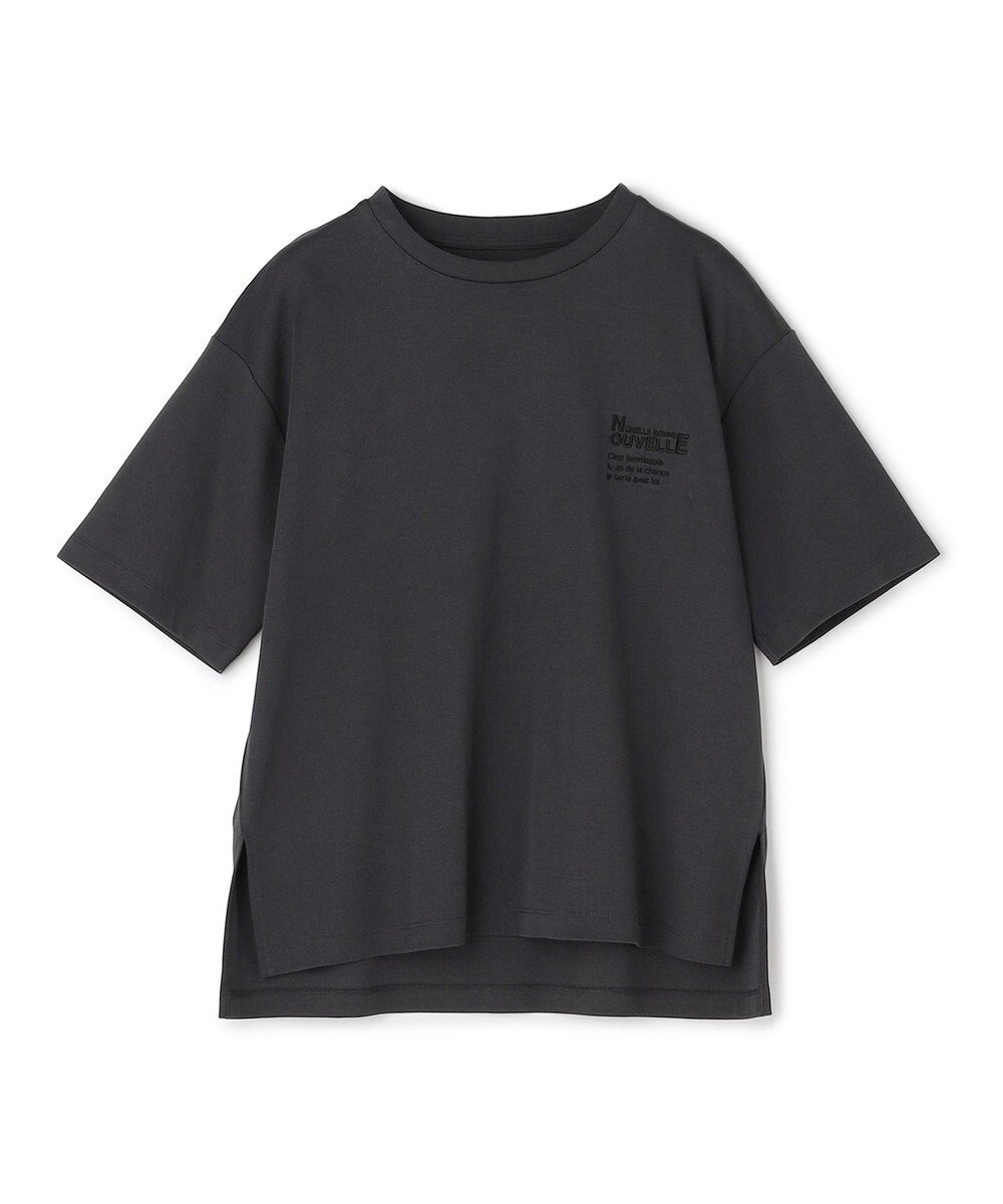 【アンフィーロ 自由区/UNFILO】のBEAUTY FORM-T cotton ロゴ ハーフスリーブ Tシャツ インテリア・キッズ・メンズ・レディースファッション・服の通販 founy(ファニー) 　ファッション　Fashion　レディースファッション　Fashion for Women　トップス・カットソー　Cut & Sew Tops　シャツ・ブラウス・オフィスカジュアル　Elegant Blouses & Button-Ups　ロングTシャツ・Tシャツ　Longline T-Shirts & Tees　カットソー・ベーシックTシャツ　Cut-and-Sewn Tops / Stretch Tees & Basics　春　Spring　カットソー　Cut and Sewn Top　ストレッチ　Stretch, Stretchy Fabric　スリーブ　Sleeve, Long Sleeve / Short Sleeve　ハーフ　Half, Half-Length　半袖　Short Sleeve, Half Sleeve　ワンポイント　One Point, Statement Accent　S/S・春夏　SS, Spring/Summer, Warm Season　夏　Summer　エレガント 上品　Elegant　チャコール|ID: prp329100004868930 ipo3291000000036282298