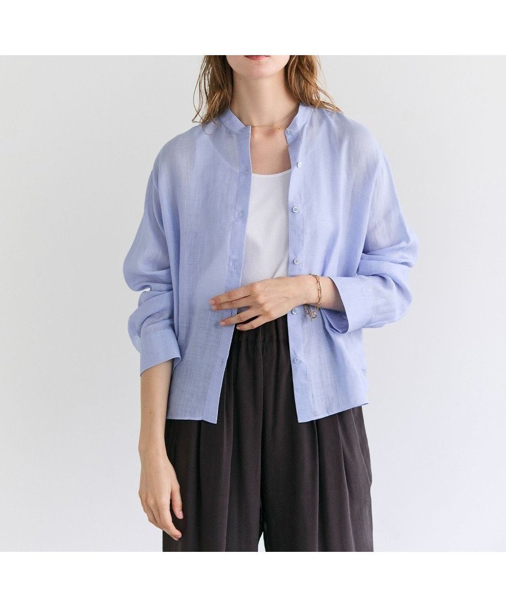 【ベイジ,/BEIGE,】のHALITE / リネンシアー オーバーサイズシャツ インテリア・キッズ・メンズ・レディースファッション・服の通販 founy(ファニー) 　ファッション　Fashion　レディースファッション　Fashion for Women　トップス・カットソー　Cut & Sew Tops　シャツ・ブラウス・オフィスカジュアル　Elegant Blouses & Button-Ups　春　Spring　シンプル　Simple, Minimal　スタイリッシュ　Stylish, Fashionable　スタンド　Stand Collar, Upright Stand　デニム　Denim, Jeans Material　ノースリーブ　Sleeveless, No-Sleeve　パターン　Pattern, Design Print　リラックス　Relax, Relaxed Fit　ワイド　Wide, Wide Fit　S/S・春夏　SS, Spring/Summer, Warm Season　夏　Summer　エレガント 上品　Elegant　Sax|ID: prp329100004868956 ipo3291000000036282375