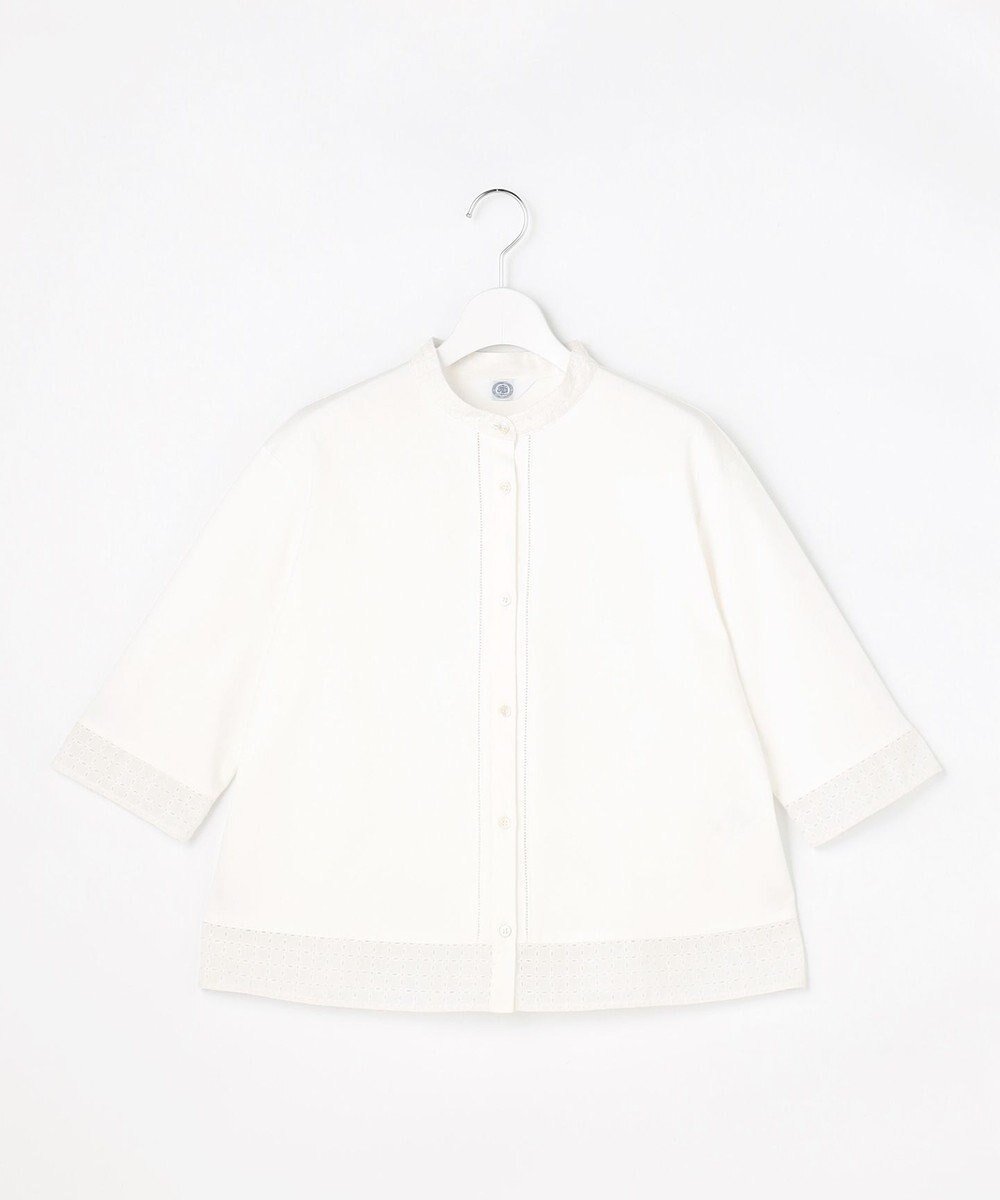 【ジェイ プレス/J.PRESS】のエンブロコンビ シャツジャージー バンドカラー カットソー インテリア・キッズ・メンズ・レディースファッション・服の通販 founy(ファニー) 　ファッション　Fashion　レディースファッション　Fashion for Women　トップス・カットソー　Cut & Sew Tops　シャツ・ブラウス・オフィスカジュアル　Elegant Blouses & Button-Ups　ロングTシャツ・Tシャツ　Longline T-Shirts & Tees　カットソー・ベーシックTシャツ　Cut-and-Sewn Tops / Stretch Tees & Basics　インナー　Innerwear　エレガント 上品　Elegant　カットソー　Cut and Sewn Top　カフス　Cuff Design　シルケット　Silket, Silky Cotton　ジャケット　Jacket, Outerwear　ビジネス 仕事 通勤　Business / Work / Commuting　レース　Lace, Lace Fabric　夏　Summer　春　Spring　S/S・春夏　SS, Spring/Summer, Warm Season　ホワイト系|ID: prp329100004868962 ipo3291000000036282427