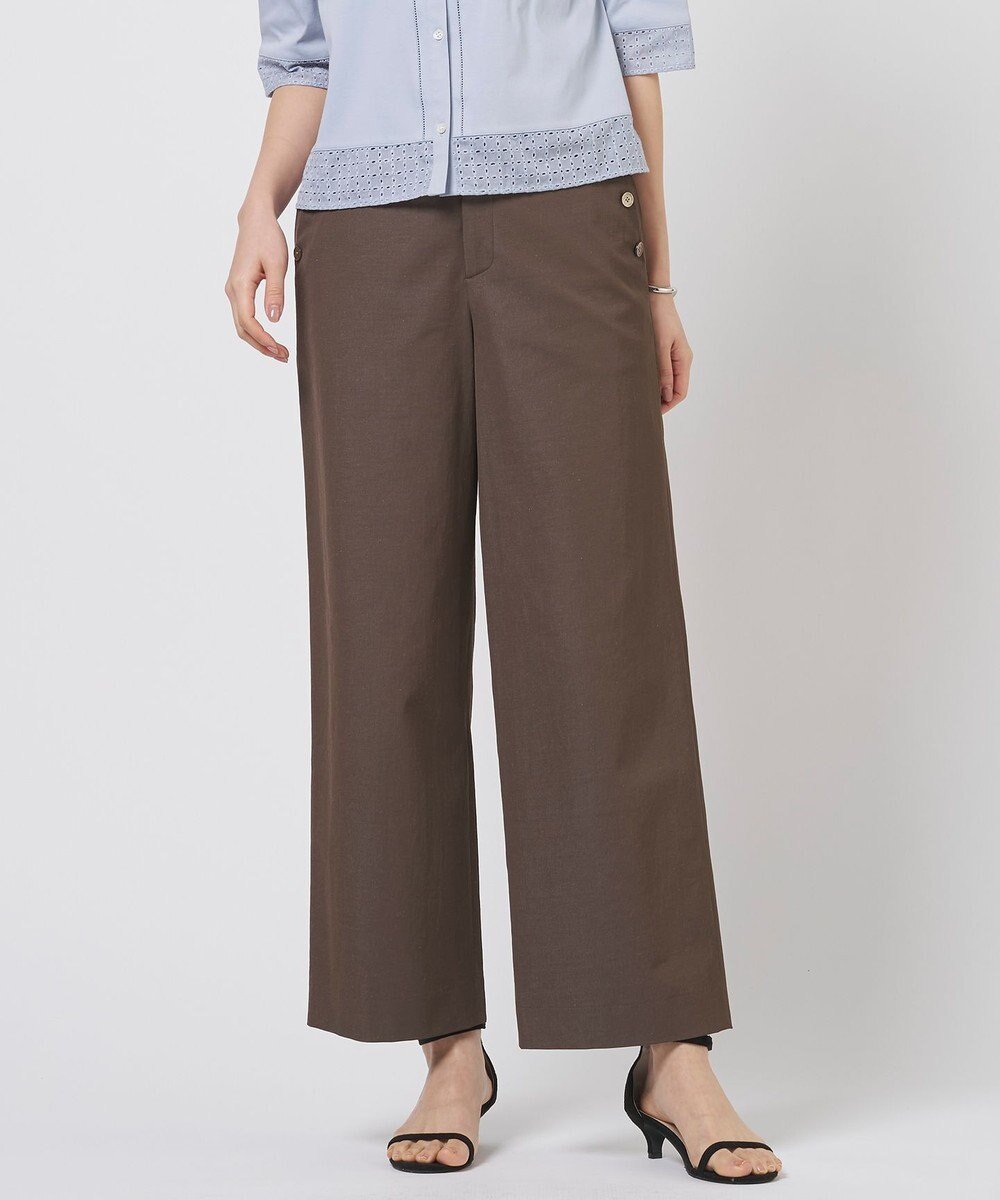 【ジェイ プレス/J.PRESS】の麻シェルドライ ワイド ストレート パンツ インテリア・キッズ・メンズ・レディースファッション・服の通販 founy(ファニー) 　ファッション　Fashion　レディースファッション　Fashion for Women　パンツ　Pants & Trousers　シンプル　Simple, Minimal　ストレッチ　Stretch, Stretchy Fabric　ストレート　Straight, Straight Cut　フィット　Fit, Slim Fit　フロント　Front, Front Design　ポケット　Pocket, Pocket Detail　ミックス　Mix, Mixed Style　ワイド　Wide, Wide Fit　エレガント 上品　Elegant　夏　Summer　春　Spring　S/S・春夏　SS, Spring/Summer, Warm Season　ダークブラウンシャンブレー系|ID: prp329100004868966 ipo3291000000036282475