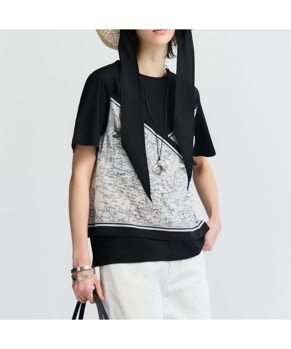 【23区/NIJYUSANKU】の【先行予約】スカーフコンビジャージー カットソー 人気、トレンドファッション・服の通販 founy(ファニー) 　ファッション　Fashion　レディースファッション　Fashion for Women　トップス・カットソー　Cut & Sew Tops　シャツ・ブラウス・オフィスカジュアル　Elegant Blouses & Button-Ups　ロングTシャツ・Tシャツ　Longline T-Shirts & Tees　カットソー・ベーシックTシャツ　Cut-and-Sewn Tops / Stretch Tees & Basics　春　Spring　カットソー　Cut and Sewn Top　ギャザー　Gathered, Ruffled　スカーフ　Scarf, Neckwear　ダウン　Down, Puffer　デニム　Denim, Jeans Material　トレンド　Trend, Trending Now　パターン　Pattern, Design Print　プリント　Print, Printed Pattern　S/S・春夏　SS, Spring/Summer, Warm Season　夏　Summer　2026年　2026　 other-1|ID: prp329100004868987 ipo3291000000036282706