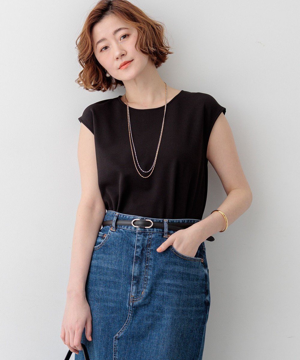 【23区/NIJYUSANKU】の【先行予約】ジョーゼットフレンチスリーブ カットソー インテリア・キッズ・メンズ・レディースファッション・服の通販 founy(ファニー) 　ファッション　Fashion　レディースファッション　Fashion for Women　トップス・カットソー　Cut & Sew Tops　シャツ・ブラウス・オフィスカジュアル　Elegant Blouses & Button-Ups　ロングTシャツ・Tシャツ　Longline T-Shirts & Tees　カットソー・ベーシックTシャツ　Cut-and-Sewn Tops / Stretch Tees & Basics　インナー　Innerwear　春　Spring　カットソー　Cut and Sewn Top　カーディガン　Cardigan, Knitwear　シンプル　Simple, Minimal　ジャケット　Jacket, Outerwear　ジョーゼット　Georgette, Semi-Sheer Fabric　ストレッチ　Stretch, Stretchy Fabric　スリーブ　Sleeve, Long Sleeve / Short Sleeve　ダブル　Double, Double-Breasted　デニム　Denim, Jeans Material　フェイス　Face, Facial Design　フレンチ　French, French Style　ラウンド　Round, Round Neck　リラックス　Relax, Relaxed Fit　ワイド　Wide, Wide Fit　S/S・春夏　SS, Spring/Summer, Warm Season　夏　Summer　エレガント 上品　Elegant　ビジネス 仕事 通勤　Business / Work / Commuting　2026年　2026　ブラック系|ID: prp329100004868990 ipo3291000000036282744