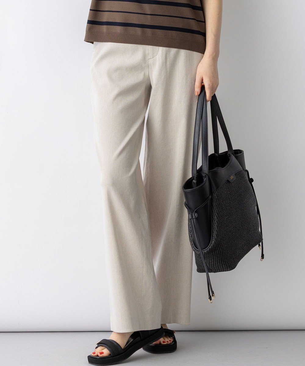 【23区/NIJYUSANKU】のリネンレーヨンストレッチ ワイドパンツ インテリア・キッズ・メンズ・レディースファッション・服の通販 founy(ファニー) 　ファッション　Fashion　レディースファッション　Fashion for Women　パンツ　Pants & Trousers　春　Spring　カットソー　Cut and Sewn Top　ジャケット　Jacket, Outerwear　ストレッチ　Stretch, Stretchy Fabric　セットアップ　Set-Up, Coordinated Outfit　ダブル　Double, Double-Breasted　定番　Standard, Basic Item　バランス　Balance, Style Balance　フロント　Front, Front Design　ブルゾン　Blouson, Bomber Jacket　リネン　Linen, Linen Fabric　ループ　Loop, Loop Knit　ワイド　Wide, Wide Fit　S/S・春夏　SS, Spring/Summer, Warm Season　夏　Summer　エレガント 上品　Elegant　ビジネス 仕事 通勤　Business / Work / Commuting　2026年　2026　ベージュ系|ID: prp329100004868997 ipo3291000000036282849