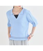 【アースミュージックアンドエコロジー/earth music&ecology】のラインカラーポロニット ブルー|ID: prp329100004868998 ipo3291000000036282859