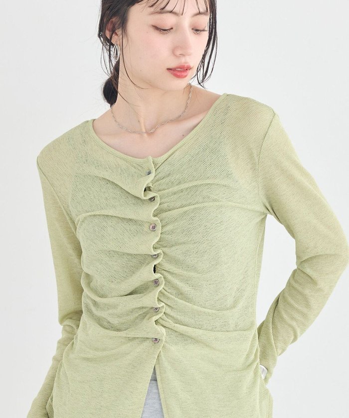 【アースミュージックアンドエコロジー/earth music&ecology】のシアーワッフルタックボタントップス インテリア・キッズ・メンズ・レディースファッション・服の通販 founy(ファニー) https://founy.com/ ファッション Fashion レディースファッション Fashion for Women トップス・カットソー Cut & Sew Tops シャツ・ブラウス・オフィスカジュアル Elegant Blouses & Button-Ups ロングTシャツ・Tシャツ Longline T-Shirts & Tees カットソー・ベーシックTシャツ Cut-and-Sewn Tops / Stretch Tees & Basics 春 Spring カットソー Cut and Sewn Top カーディガン Cardigan, Knitwear シンプル Simple, Minimal スラックス Slacks, Dress Pants スリーブ Sleeve, Long Sleeve / Short Sleeve デニム Denim, Jeans Material フロント Front, Front Design ポケット Pocket, Pocket Detail ロング Long, Long-Length ワッフル Waffle, Waffle Knit S/S・春夏 SS, Spring/Summer, Warm Season おすすめ Recommended / Our Picks 夏 Summer |ID: prp329100004868999 ipo3291000000036282865