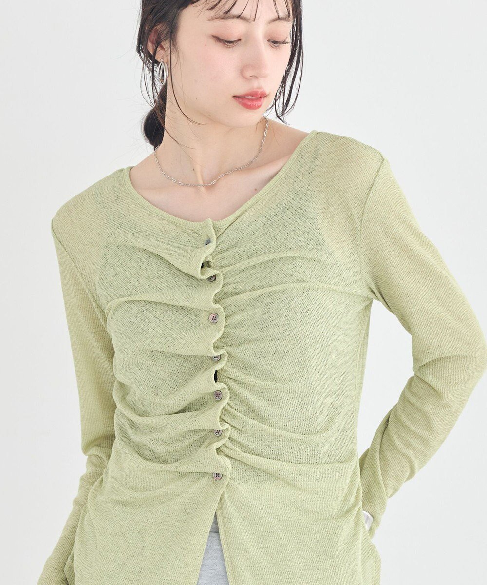 【アースミュージックアンドエコロジー/earth music&ecology】のシアーワッフルタックボタントップス 人気、トレンドファッション・服の通販 founy(ファニー) 　ファッション　Fashion　レディースファッション　Fashion for Women　トップス・カットソー　Cut & Sew Tops　シャツ・ブラウス・オフィスカジュアル　Elegant Blouses & Button-Ups　ロングTシャツ・Tシャツ　Longline T-Shirts & Tees　カットソー・ベーシックTシャツ　Cut-and-Sewn Tops / Stretch Tees & Basics　春　Spring　カットソー　Cut and Sewn Top　カーディガン　Cardigan, Knitwear　シンプル　Simple, Minimal　スラックス　Slacks, Dress Pants　スリーブ　Sleeve, Long Sleeve / Short Sleeve　デニム　Denim, Jeans Material　フロント　Front, Front Design　ポケット　Pocket, Pocket Detail　ロング　Long, Long-Length　ワッフル　Waffle, Waffle Knit　S/S・春夏　SS, Spring/Summer, Warm Season　おすすめ　Recommended / Our Picks　夏　Summer　 other-1|ID: prp329100004868999 ipo3291000000036282865