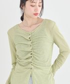 【アースミュージックアンドエコロジー/earth music&ecology】のシアーワッフルタックボタントップス ライトグリーン|ID: prp329100004868999 ipo3291000000036282867