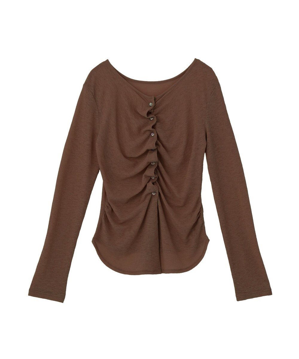 【アースミュージックアンドエコロジー/earth music&ecology】のシアーワッフルタックボタントップス インテリア・キッズ・メンズ・レディースファッション・服の通販 founy(ファニー) 　ファッション　Fashion　レディースファッション　Fashion for Women　トップス・カットソー　Cut & Sew Tops　シャツ・ブラウス・オフィスカジュアル　Elegant Blouses & Button-Ups　ロングTシャツ・Tシャツ　Longline T-Shirts & Tees　カットソー・ベーシックTシャツ　Cut-and-Sewn Tops / Stretch Tees & Basics　春　Spring　カットソー　Cut and Sewn Top　カーディガン　Cardigan, Knitwear　シンプル　Simple, Minimal　スラックス　Slacks, Dress Pants　スリーブ　Sleeve, Long Sleeve / Short Sleeve　デニム　Denim, Jeans Material　フロント　Front, Front Design　ポケット　Pocket, Pocket Detail　ロング　Long, Long-Length　ワッフル　Waffle, Waffle Knit　S/S・春夏　SS, Spring/Summer, Warm Season　おすすめ　Recommended / Our Picks　夏　Summer　ブラウン|ID: prp329100004868999 ipo3291000000036282873