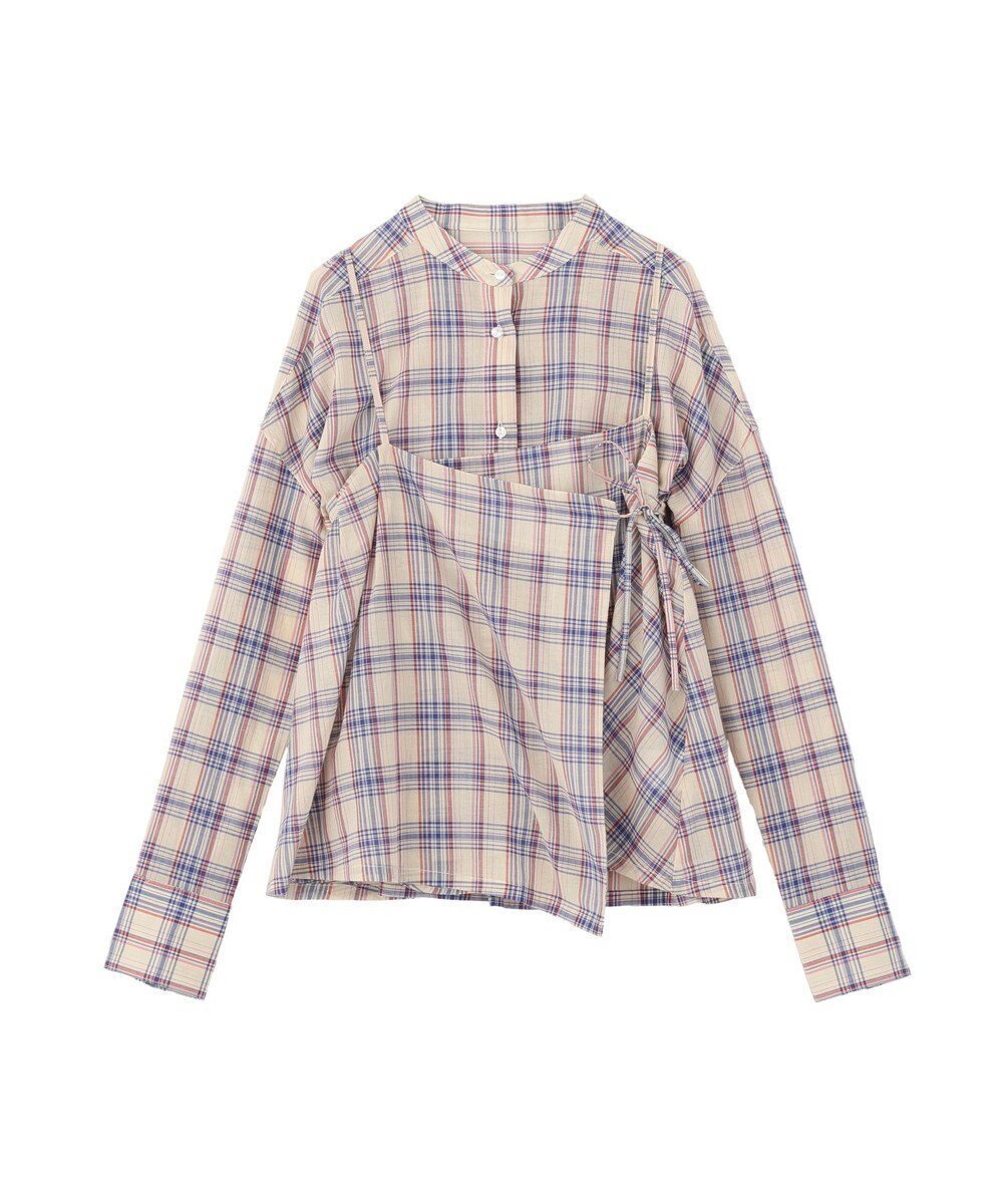 【アースミュージックアンドエコロジー/earth music&ecology】の【綿100%】SET2点エプロンライクビスチェ+シャツ インテリア・キッズ・メンズ・レディースファッション・服の通販 founy(ファニー) 　ファッション　Fashion　レディースファッション　Fashion for Women　トップス・カットソー　Cut & Sew Tops　シャツ・ブラウス・オフィスカジュアル　Elegant Blouses & Button-Ups　ビスチェ　Bustiers & Corset Tops / Layered Bustier Style　春　Spring　シアー　Sheer, See-Through　シンプル　Simple, Minimal　チェック　Check, Plaid, Tartan　トレンド　Trend, Trending Now　ビスチェ　Bustier, Corset Top　ポケット　Pocket, Pocket Detail　リボン　Ribbon, Bow　リラックス　Relax, Relaxed Fit　S/S・春夏　SS, Spring/Summer, Warm Season　夏　Summer　エレガント 上品　Elegant　ネイビー|ID: prp329100004869010 ipo3291000000036283017