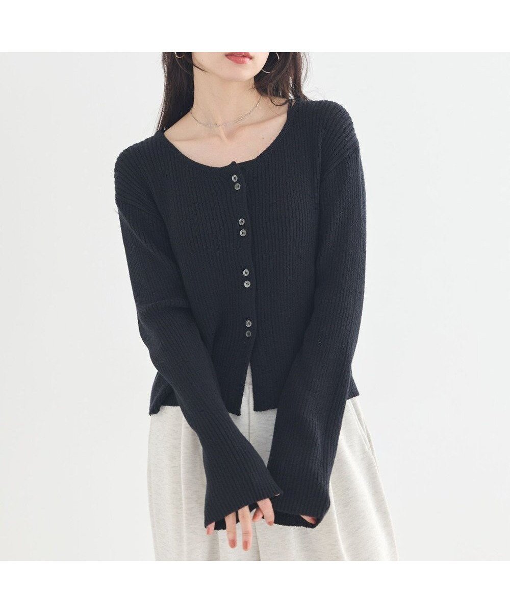 【アースミュージックアンドエコロジー/earth music&ecology】のリブクロップドカーディガン インテリア・キッズ・メンズ・レディースファッション・服の通販 founy(ファニー) 　ファッション　Fashion　レディースファッション　Fashion for Women　トップス・カットソー　Cut & Sew Tops　カーディガン・羽織り　Layered Style Cardigans　カーディガン　Cardigan, Knitwear　クロップド　Cropped, Short Length　シンプル　Simple, Minimal　フィット　Fit, Slim Fit　ポケット　Pocket, Pocket Detail　リラックス　Relax, Relaxed Fit　夏　Summer　春　Spring　S/S・春夏　SS, Spring/Summer, Warm Season　ブラック|ID: prp329100004869013 ipo3291000000036283064