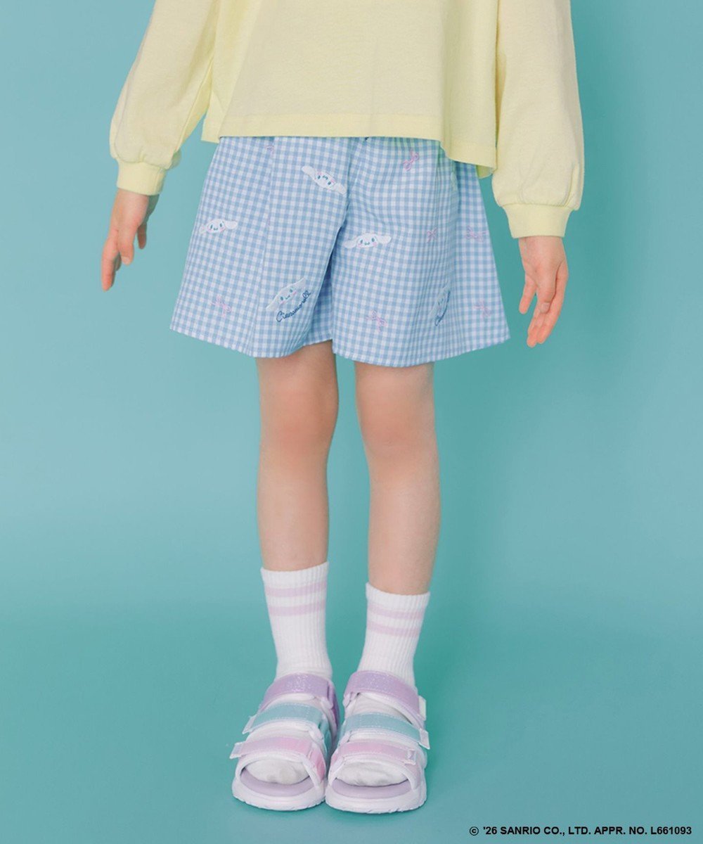 【エニィ/ANY / KIDS】の【シナモロール×ANY KIDS】刺繍 ギンガムキュロット インテリア・キッズ・メンズ・レディースファッション・服の通販 founy(ファニー) 　ファッション　Fashion　キッズファッション　Fashion for Kids　ボトムス　Bottoms　春　Spring　キュロット　Culottes, Wide Shorts　ギンガム　Gingham, Gingham Fabric　スペシャル　Special, Limited Edition　チャーム　Charm, Pendant　長袖　Long Sleeve, Full Sleeve　パーカー　Hoodie, Parka　フロント　Front, Front Design　プリント　Print, Printed Pattern　ポケット　Pocket, Pocket Detail　半袖　Short Sleeve, Half Sleeve　リボン　Ribbon, Bow　リュック　Backpack, Rucksack　S/S・春夏　SS, Spring/Summer, Warm Season　夏　Summer　サックスブルー×ギンガム|ID: prp329100004869174 ipo3291000000036286875