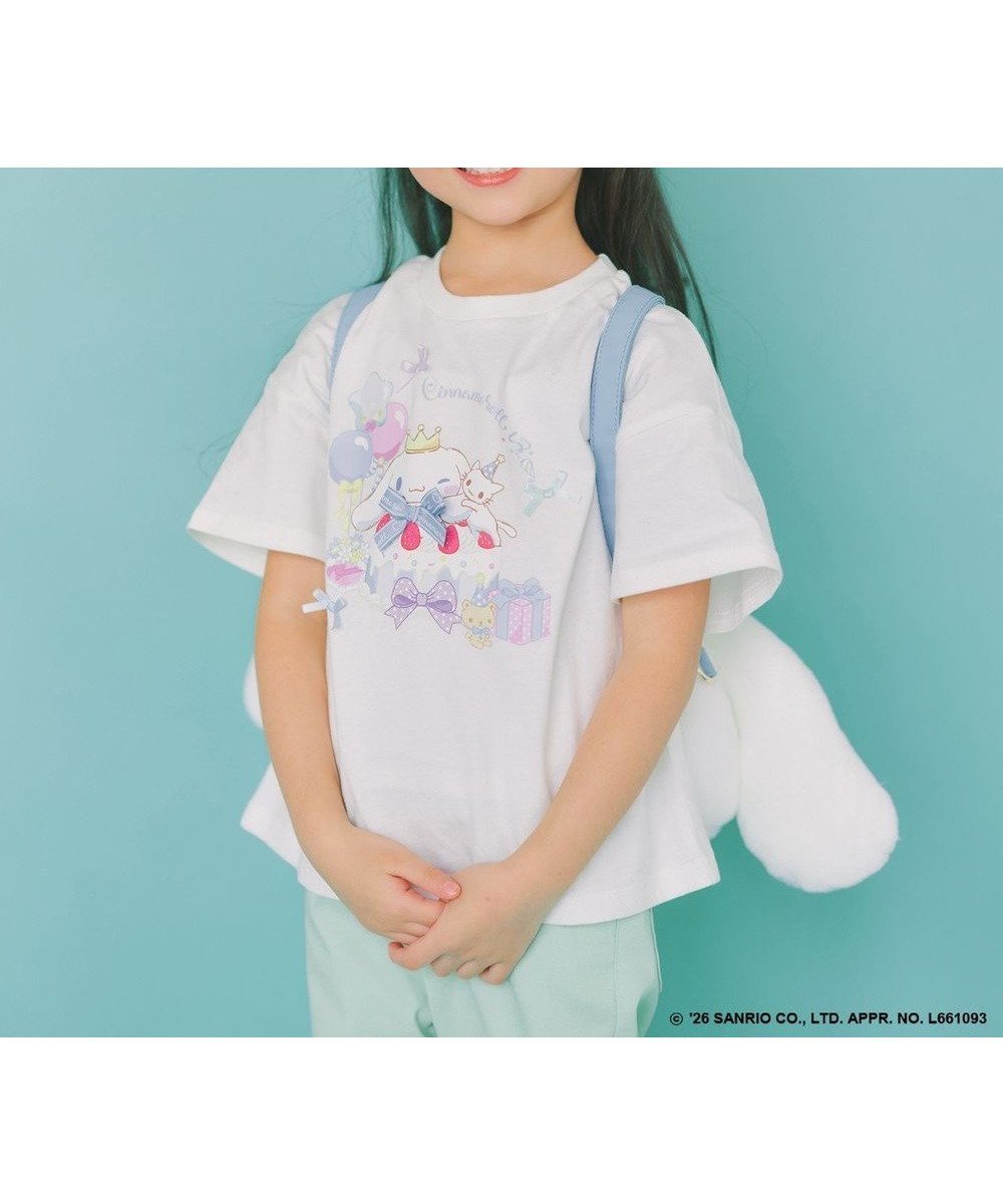【エニィ/ANY / KIDS】の【シナモロール×ANY KIDS】プリント 半袖Tシャツ インテリア・キッズ・メンズ・レディースファッション・服の通販 founy(ファニー) 　ファッション　Fashion　キッズファッション　Fashion for Kids　トップス・カットソー　Cut & Sew Tops　イラスト　Illustration　春　Spring　カットソー　Cut and Sewn Top　キャラクター　Character, Licensed Characters　キュロット　Culottes, Wide Shorts　ギンガム　Gingham, Gingham Fabric　スペシャル　Special, Limited Edition　チャーム　Charm, Pendant　長袖　Long Sleeve, Full Sleeve　パーカー　Hoodie, Parka　プリント　Print, Printed Pattern　半袖　Short Sleeve, Half Sleeve　モチーフ　Motif, Design Theme　リボン　Ribbon, Bow　リュック　Backpack, Rucksack　S/S・春夏　SS, Spring/Summer, Warm Season　夏　Summer　オフホワイト|ID: prp329100004869175 ipo3291000000036286880