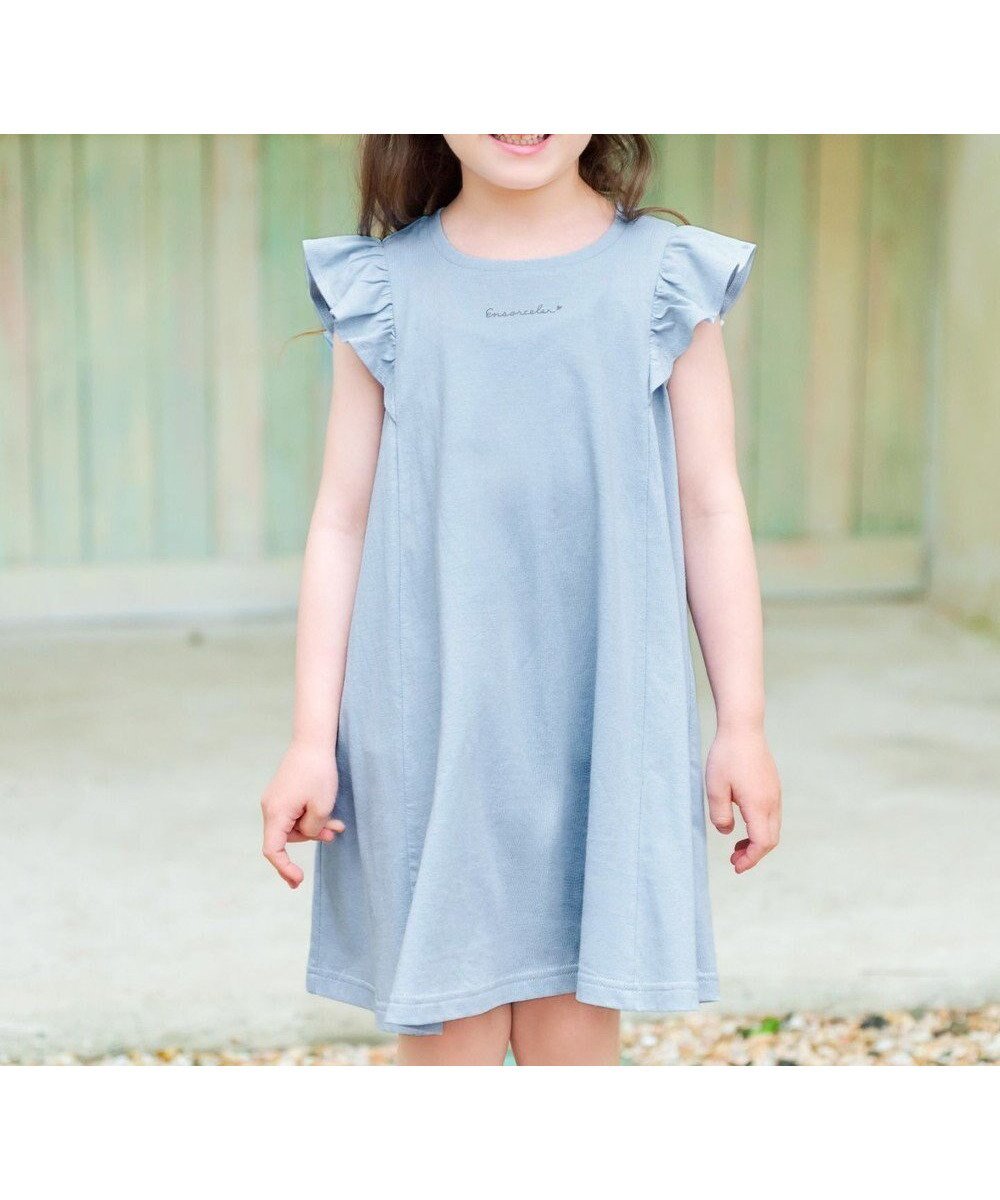 【エニィ/ANY / KIDS】のひんやりクール カットソーワンピース インテリア・キッズ・メンズ・レディースファッション・服の通販 founy(ファニー) 　ファッション　Fashion　キッズファッション　Fashion for Kids　トップス・カットソー　Cut & Sew Tops　ワンピース　Dresses　ガーリー　Girly, Feminine Style　クール　Cool, Chic　フリル　Frill, Ruffle　ポケット　Pocket, Pocket Detail　リボン　Ribbon, Bow　夏　Summer　春　Spring　S/S・春夏　SS, Spring/Summer, Warm Season　サックスブルー|ID: prp329100004869179 ipo3291000000036286901