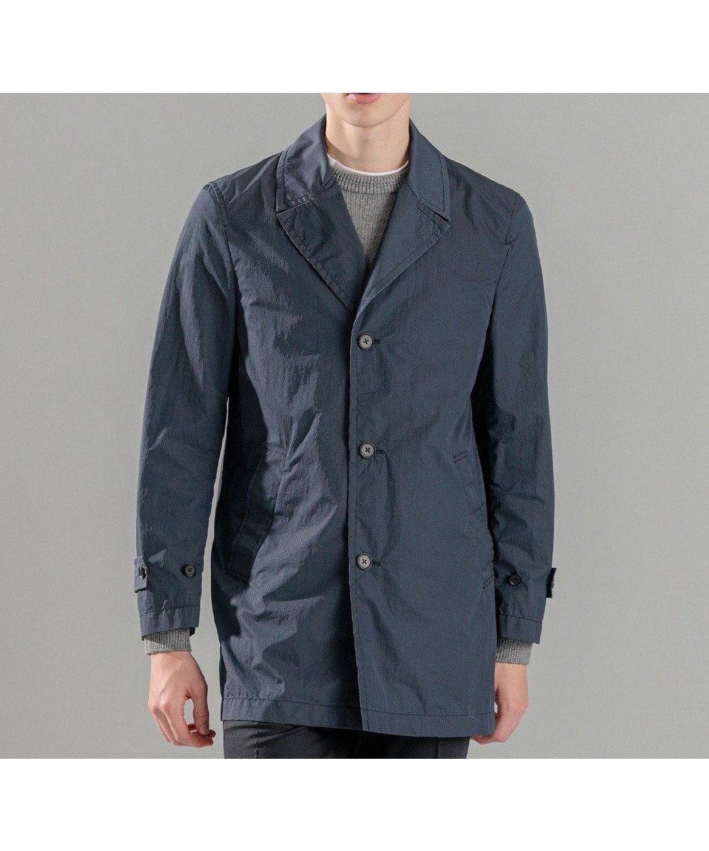 【ジョゼフ オム/JOSEPH HOMME / MEN】の【LEON 掲載】ブライトナイロンシャンブレー シングルブレストスプリングコート インテリア・キッズ・メンズ・レディースファッション・服の通販 founy(ファニー) 　ファッション　Fashion　メンズファッション　Fashion for Men　アウター　Men's Coats Outerwear　コーティング　Coating, Coated Finish　シャンブレー　Chambray, Denim-Like Fabric　ジャケット　Jacket, Outerwear　ビジネス 仕事 通勤　Business / Work / Commuting　フロント　Front, Front Design　プリント　Print, Printed Pattern　ベーシック　Basic, Essential　夏　Summer　春　Spring　S/S・春夏　SS, Spring/Summer, Warm Season　雑誌　Magazine, Fashion Magazine　ネイビー系|ID: prp329100004869188 ipo3291000000036286932