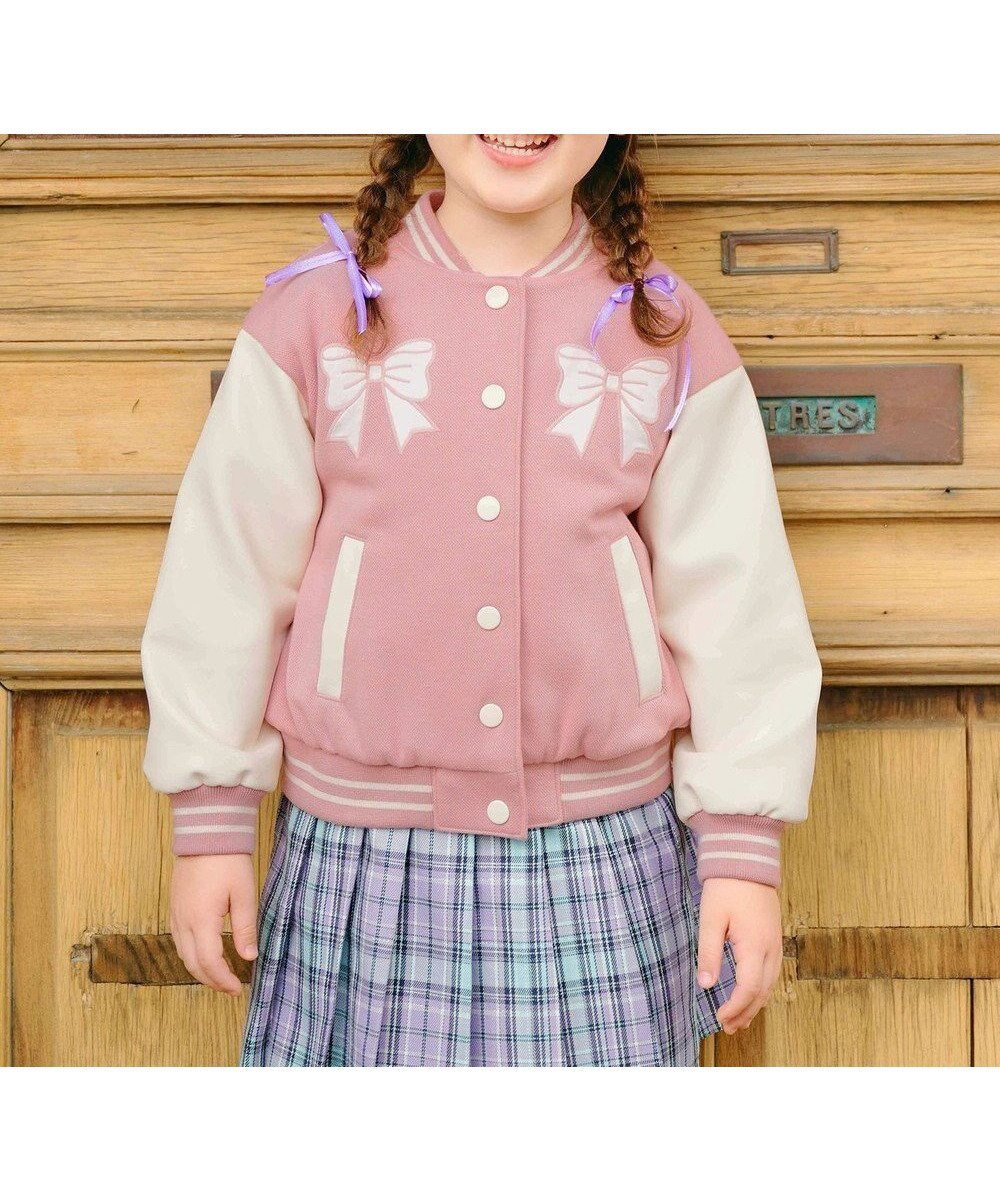【エニィ/ANY / KIDS】のリボンスタジャン 人気、トレンドファッション・服の通販 founy(ファニー) 　ファッション　Fashion　キッズファッション　Fashion for Kids　アウター　Coat Outerwear /Kids　ガーリー　Girly, Feminine Style　ジャケット　Jacket, Outerwear　ポケット　Pocket, Pocket Detail　ミックス　Mix, Mixed Style　リボン　Ribbon, Bow　A/W・秋冬　Autumn/Winter　 other-1|ID: prp329100004869192 ipo3291000000036286945
