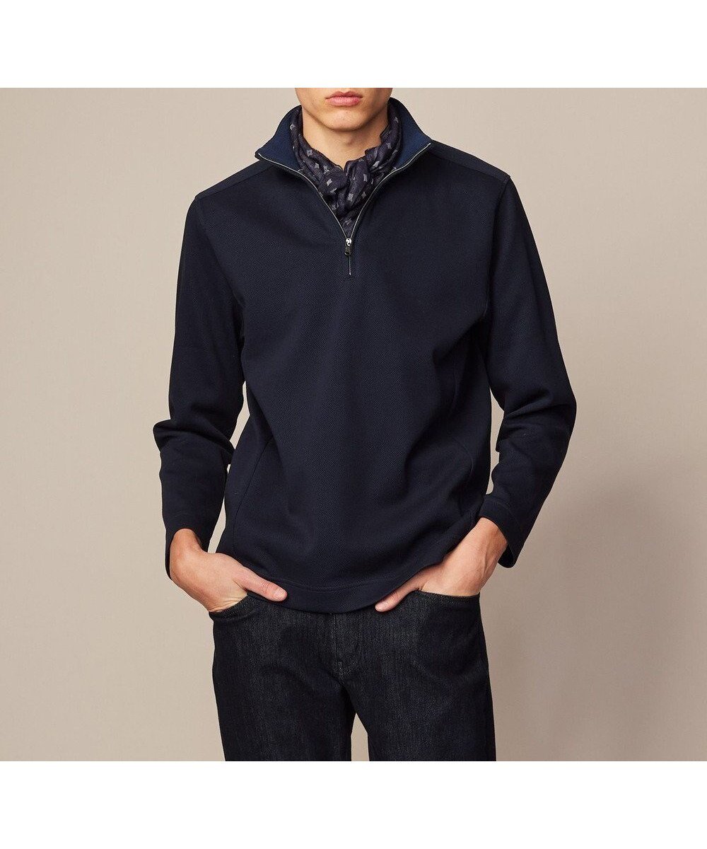 【ジョセフ アブード/JOSEPH ABBOUD / MEN】の【快適な着心地・イージーケア】カノコダブルフェイス ハイネック ZIP プルオーバー インテリア・キッズ・メンズ・レディースファッション・服の通販 founy(ファニー) 　ファッション　Fashion　メンズファッション　Fashion for Men　トップス・カットソー　Cut & Sew Tops　メンズシャツ　Shirts　カットソー　Cut and Sewn Top　シンプル　Simple, Minimal　ハイネック　High Neck, Mock Neck　冬　Winter / This Winter　夏　Summer　春　Spring　S/S・春夏　SS, Spring/Summer, Warm Season　秋　Autumn　A/W・秋冬　Autumn/Winter　ネイビー系|ID: prp329100004869216 ipo3291000000036287047