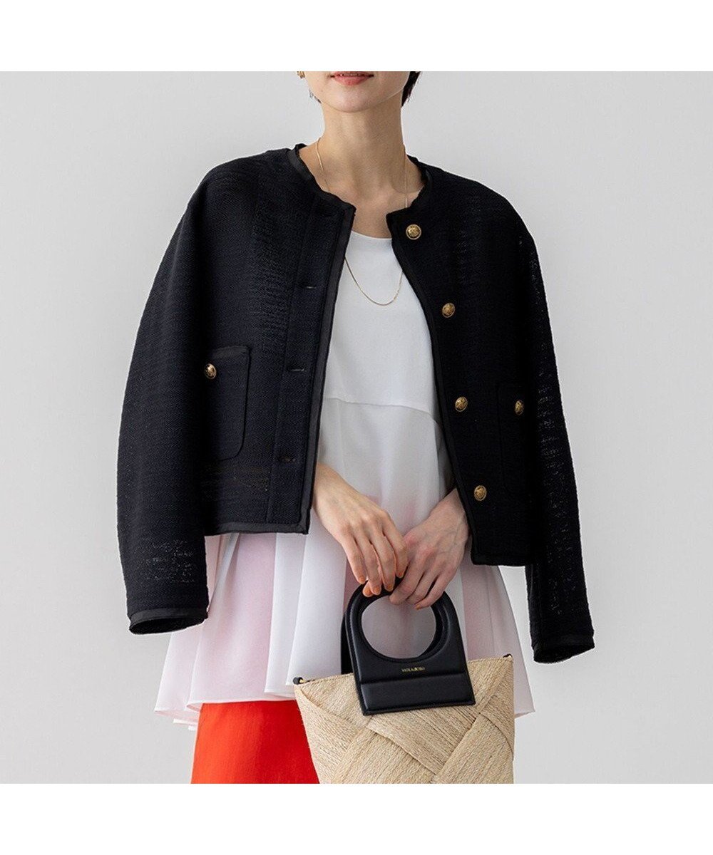 【23区/NIJYUSANKU】の【Oggi5月号掲載】サマーツイード ジャケット インテリア・キッズ・メンズ・レディースファッション・服の通販 founy(ファニー) 　雑誌掲載アイテム　Magazine Picks & Fashion Features　ファッション雑誌　Fashion Magazines　オッジ　Oggi　ファッション　Fashion　レディースファッション　Fashion for Women　アウター　Coat / Outerwear Collection　レディースジャケット・軽アウター　Jackets　ノーカラージャケット / シンプル上品コーデ　Collarless Jackets　春　Spring　5月号　May Issue　コンパクト　Compact, Small Size　サマー　Summer, Summer Style　ジャケット　Jacket, Outerwear　雑誌　Magazine, Fashion Magazine　ツイード　Twill, Twill Weave　トレンド　Trend, Trending Now　フォルム　Silhouette, Form　フロント　Front, Front Design　ミックス　Mix, Mixed Style　S/S・春夏　SS, Spring/Summer, Warm Season　夏　Summer　ビジネス 仕事 通勤　Business / Work / Commuting　2025年　2025　2025春夏・S/S　Spring/Summer 2025 SS25　ブラック系|ID: prp329100004869225 ipo3291000000036287097