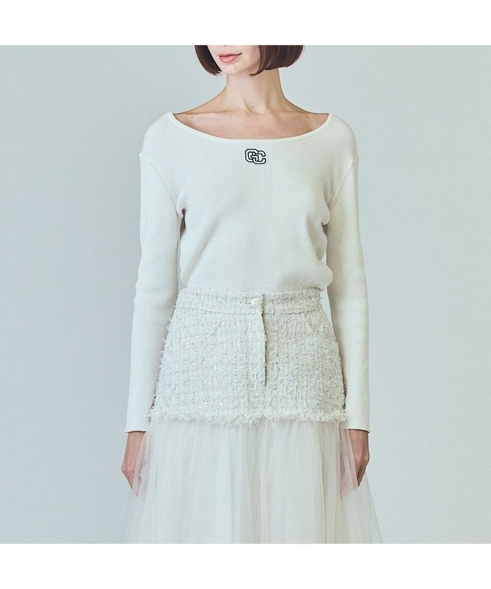 【グレース コンチネンタル/GRACE CONTINENTAL】のロゴ刺繍リブトップ インテリア・キッズ・メンズ・レディースファッション・服の通販 founy(ファニー) https://founy.com/ ファッション Fashion レディースファッション Fashion for Women トップス・カットソー Cut & Sew Tops ニット Knit Tops & Sweaters インナー Innerwear ジャケット Jacket, Outerwear セーター Sweater, Knitwear ツイスト Tweed, Tweed Fabric デコルテ Décolleté, Neckline フェミニン Feminine, Girly ベーシック Basic, Essential 夏 Summer 春 Spring S/S・春夏 SS, Spring/Summer, Warm Season |ID: prp329100004869230 ipo3291000000036287114