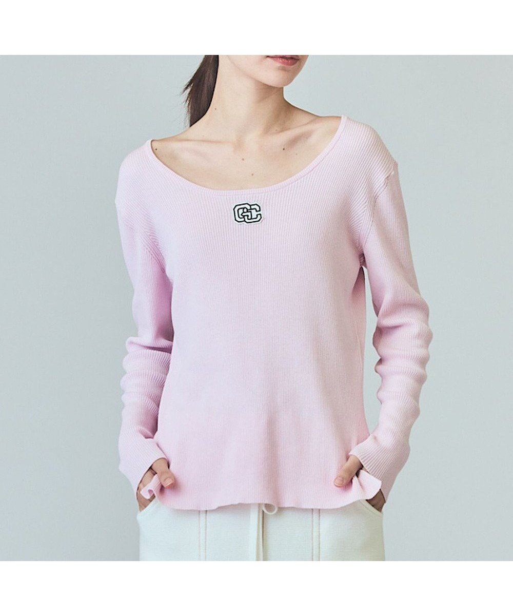 【グレース コンチネンタル/GRACE CONTINENTAL】のロゴ刺繍リブトップ インテリア・キッズ・メンズ・レディースファッション・服の通販 founy(ファニー) 　ファッション　Fashion　レディースファッション　Fashion for Women　トップス・カットソー　Cut & Sew Tops　ニット　Knit Tops & Sweaters　インナー　Innerwear　ジャケット　Jacket, Outerwear　セーター　Sweater, Knitwear　ツイスト　Tweed, Tweed Fabric　デコルテ　Décolleté, Neckline　フェミニン　Feminine, Girly　ベーシック　Basic, Essential　夏　Summer　春　Spring　S/S・春夏　SS, Spring/Summer, Warm Season　ピンク|ID: prp329100004869230 ipo3291000000036287116