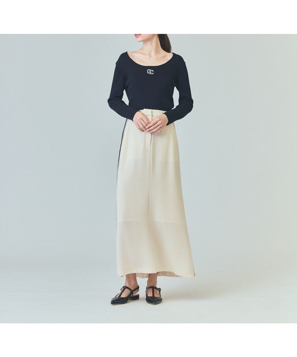 【グレース コンチネンタル/GRACE CONTINENTAL】のロゴ刺繍リブトップ インテリア・キッズ・メンズ・レディースファッション・服の通販 founy(ファニー) 　ファッション　Fashion　レディースファッション　Fashion for Women　トップス・カットソー　Cut & Sew Tops　ニット　Knit Tops & Sweaters　インナー　Innerwear　ジャケット　Jacket, Outerwear　セーター　Sweater, Knitwear　ツイスト　Tweed, Tweed Fabric　デコルテ　Décolleté, Neckline　フェミニン　Feminine, Girly　ベーシック　Basic, Essential　夏　Summer　春　Spring　S/S・春夏　SS, Spring/Summer, Warm Season　ブラック|ID: prp329100004869230 ipo3291000000036287117