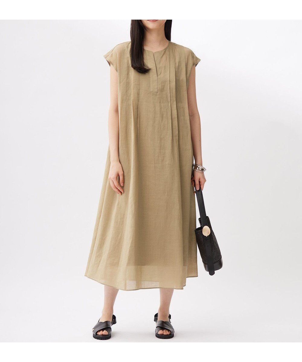 【自由区/JIYU-KU】のシアーラミーローンフレンチスリーブ ワンピース インテリア・キッズ・メンズ・レディースファッション・服の通販 founy(ファニー) 　ファッション　Fashion　レディースファッション　Fashion for Women　ワンピース　Dresses　おすすめ　Recommended / Our Picks　シアー　Sheer, See-Through　ドレープ　Drape, Draping Fabric　夏　Summer　春　Spring　S/S・春夏　SS, Spring/Summer, Warm Season　ベージュ|ID: prp329100004869231 ipo3291000000036287123