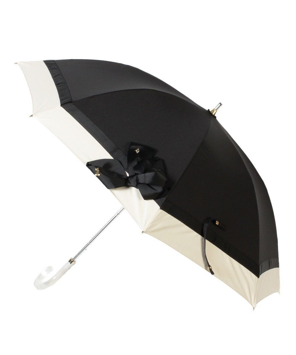 【ムーンバット/MOONBAT】のランバン オン ブルー 晴雨兼用日傘 長傘 切り継ぎビジューリボン 遮光 遮熱 UV インテリア・キッズ・メンズ・レディースファッション・服の通販 founy(ファニー) 　ファッション　Fashion　レディースファッション　Fashion for Women　レイングッズ・傘・晴雨兼用傘　Umbrellas & Rain Gear　ミックス　Mix, Mixed Style　傘　Umbrella, Parasol　日傘　Parasol, UV Umbrella　ブラック|ID: prp329100004869262 ipo3291000000036287340