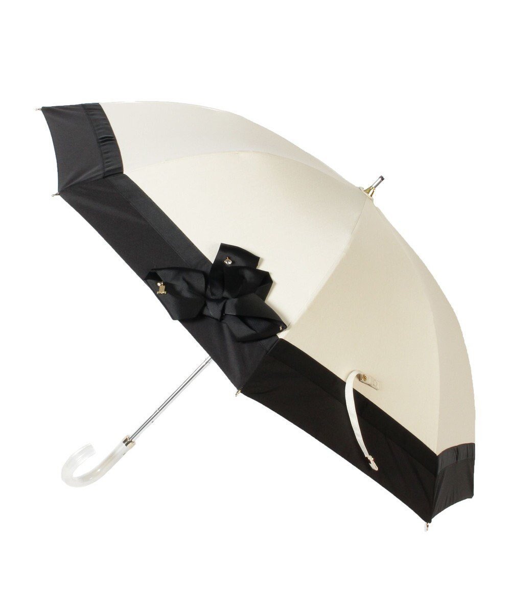 【ムーンバット/MOONBAT】のランバン オン ブルー 晴雨兼用日傘 長傘 切り継ぎビジューリボン 遮光 遮熱 UV インテリア・キッズ・メンズ・レディースファッション・服の通販 founy(ファニー) 　ファッション　Fashion　レディースファッション　Fashion for Women　レイングッズ・傘・晴雨兼用傘　Umbrellas & Rain Gear　ミックス　Mix, Mixed Style　傘　Umbrella, Parasol　日傘　Parasol, UV Umbrella　ベージュ|ID: prp329100004869262 ipo3291000000036287347