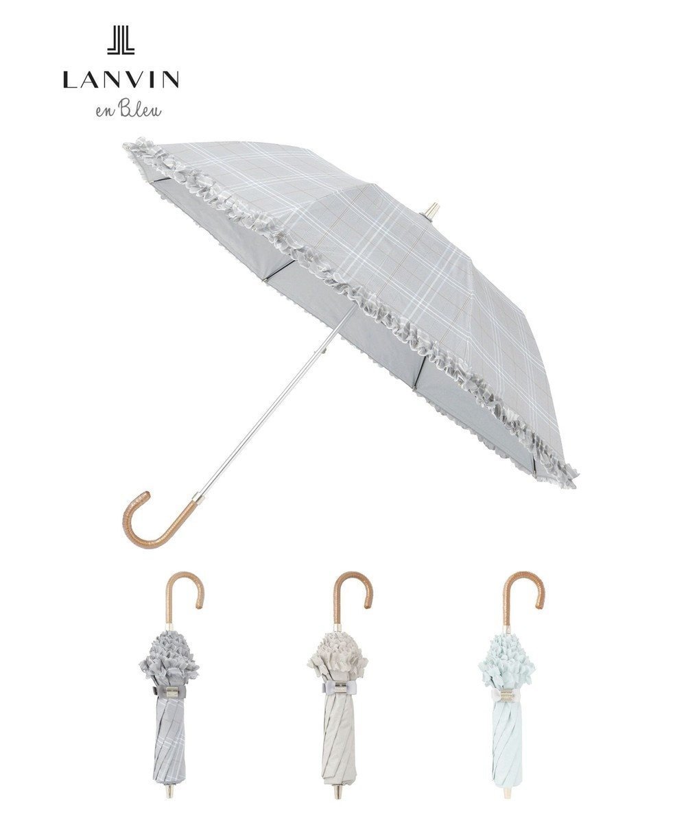 【ムーンバット/MOONBAT】のランバン オン ブルー 晴雨兼用日傘 折りたたみ傘 ドビー×フリル 遮光 遮熱 UV 人気、トレンドファッション・服の通販 founy(ファニー) 　ファッション　Fashion　レディースファッション　Fashion for Women　レイングッズ・傘・晴雨兼用傘　Umbrellas & Rain Gear　フリル　Frill, Ruffle　ミックス　Mix, Mixed Style　傘　Umbrella, Parasol　日傘　Parasol, UV Umbrella　 other-1|ID: prp329100004869263 ipo3291000000036287351