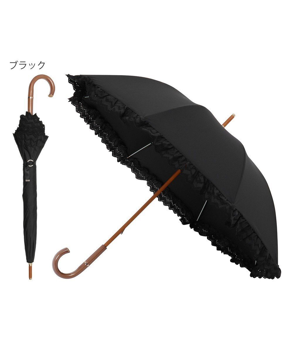 【ムーンバット/MOONBAT】のGRACY(グレイシー) 晴雨兼用日傘 長傘 T/C Eyelet lace Frill インテリア・キッズ・メンズ・レディースファッション・服の通販 founy(ファニー) 　ファッション　Fashion　レディースファッション　Fashion for Women　レイングッズ・傘・晴雨兼用傘　Umbrellas & Rain Gear　おすすめ　Recommended / Our Picks　ベーシック　Basic, Essential　傘　Umbrella, Parasol　日傘　Parasol, UV Umbrella　ブラック|ID: prp329100004869267 ipo3291000000036287418