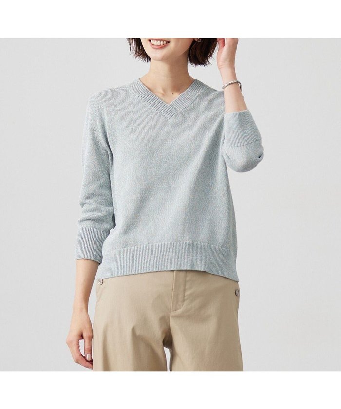 【ジェイ プレス/J.PRESS】の【洗える】GIMA COTTON ミックスカラー Vネック ニット インテリア・キッズ・メンズ・レディースファッション・服の通販 founy(ファニー) https://founy.com/ ファッション Fashion レディースファッション Fashion for Women トップス・カットソー Cut & Sew Tops ニット Knit Tops & Sweaters Vネックトップス V-Neck Tops / V-Cut Neckline Shirts インナー Innerwear セーター Sweater, Knitwear タートルネック Turtleneck, High Neck ハイネック High Neck, Mock Neck ミックス Mix, Mixed Style ワイド Wide, Wide Fit 夏 Summer 春 Spring S/S・春夏 SS, Spring/Summer, Warm Season 洗える Machine Washable |ID: prp329100004869269 ipo3291000000036287437
