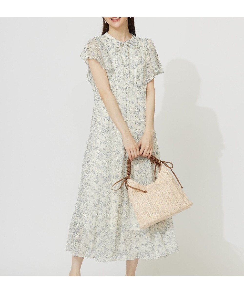 【エニィ スィス/any SiS】の【洗える】ミニフラワープリント ワンピース インテリア・キッズ・メンズ・レディースファッション・服の通販 founy(ファニー) 　ファッション　Fashion　レディースファッション　Fashion for Women　ワンピース　Dresses　洗える　Machine Washable　シアー　Sheer, See-Through　シフォン　Chiffon, Lightweight Fabric　シャーリング　Shirring, Ruched　ストレッチ　Stretch, Stretchy Fabric　バランス　Balance, Style Balance　フィット　Fit, Slim Fit　プリント　Print, Printed Pattern　リボン　Ribbon, Bow　A/W・秋冬　Autumn/Winter　アイボリー系|ID: prp329100004869271 ipo3291000000036287473