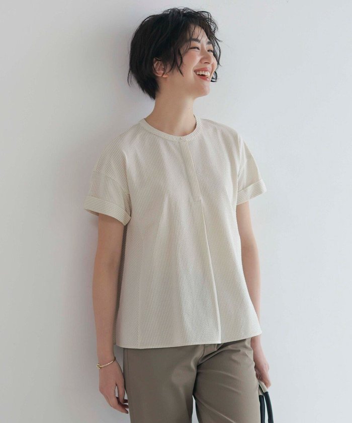 【ジェイ プレス/J.PRESS】の【洗える・抗菌防臭・吸水速乾】サッカージャージー フレンチスリーブ カットソー インテリア・キッズ・メンズ・レディースファッション・服の通販 founy(ファニー) https://founy.com/ ファッション Fashion レディースファッション Fashion for Women トップス・カットソー Cut & Sew Tops シャツ・ブラウス・オフィスカジュアル Elegant Blouses & Button-Ups ロングTシャツ・Tシャツ Longline T-Shirts & Tees カットソー・ベーシックTシャツ Cut-and-Sewn Tops / Stretch Tees & Basics 春 Spring 洗える Machine Washable カットソー Cut and Sewn Top 吸水 Absorbent, Quick-Dry 抗菌 Antibacterial, Bacteria-Resistant サッカー Seersucker, Summer Fabric ストライプ Stripe, Striped Pattern スリーブ Sleeve, Long Sleeve / Short Sleeve フレア Flare, Flared フレンチ French, French Style ワイド Wide, Wide Fit S/S・春夏 SS, Spring/Summer, Warm Season 夏 Summer |ID: prp329100004869276 ipo3291000000036287524