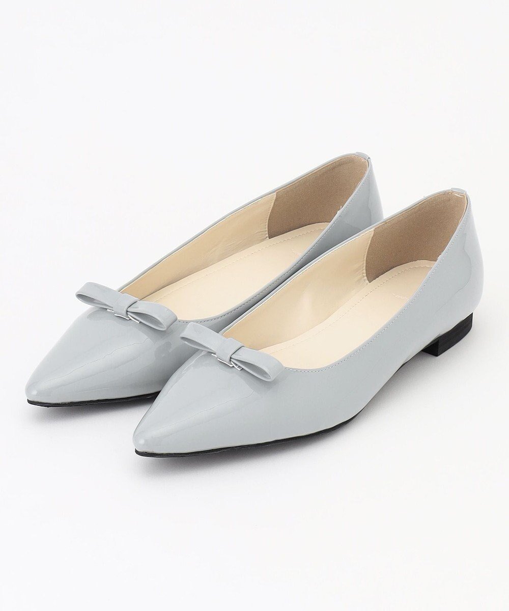 【組曲/KUMIKYOKU】の【晴雨兼用】ポインテッドリボンパンプス インテリア・キッズ・メンズ・レディースファッション・服の通販 founy(ファニー) 　ファッション　Fashion　レディースファッション　Fashion for Women　おすすめ　Recommended / Our Picks　エナメル　Patent Leather　フラット　Flat, Flat Shoes　リボン　Ribbon, Bow　サックスブルー系|ID: prp329100004869288 ipo3291000000036287707