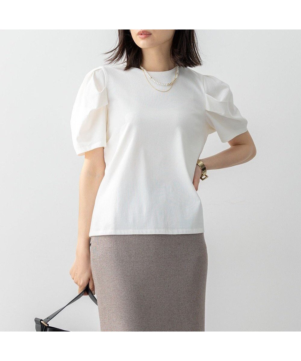 【組曲/KUMIKYOKU】のGIZAコットンタックスリーブ Tシャツ 人気、トレンドファッション・服の通販 founy(ファニー) 　ファッション　Fashion　レディースファッション　Fashion for Women　トップス・カットソー　Cut & Sew Tops　シャツ・ブラウス・オフィスカジュアル　Elegant Blouses & Button-Ups　ロングTシャツ・Tシャツ　Longline T-Shirts & Tees　カットソー・ベーシックTシャツ　Cut-and-Sewn Tops / Stretch Tees & Basics　春　Spring　カットソー　Cut and Sewn Top　吸水　Absorbent, Quick-Dry　ショルダー　Shoulder, Shoulder Strap　ロング　Long, Long-Length　S/S・春夏　SS, Spring/Summer, Warm Season　夏　Summer　エレガント 上品　Elegant　 other-1|ID: prp329100004869290 ipo3291000000036287726