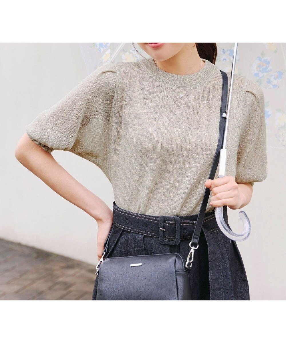 【ティアクラッセ/Tiaclasse】の【洗える】ラメニットトップス インテリア・キッズ・メンズ・レディースファッション・服の通販 founy(ファニー) 　ファッション　Fashion　レディースファッション　Fashion for Women　トップス・カットソー　Cut & Sew Tops　ニット　Knit Tops & Sweaters　アクセサリー　Fashion Accessories　ウォッシャブル　Machine Washable　カーディガン　Cardigan, Knitwear　シンプル　Simple, Minimal　セーター　Sweater, Knitwear　チュニック　Tunic, Long Top　ポケット　Pocket, Pocket Detail　エレガント 上品　Elegant　再入荷　Restock / Back in Stock　半袖　Short Sleeve, Half Sleeve　夏　Summer　新作・新入荷　New Arrivals / New In　春　Spring　S/S・春夏　SS, Spring/Summer, Warm Season　洗える　Machine Washable　秋　Autumn　グレージュ|ID: prp329100004869301 ipo3291000000036287889