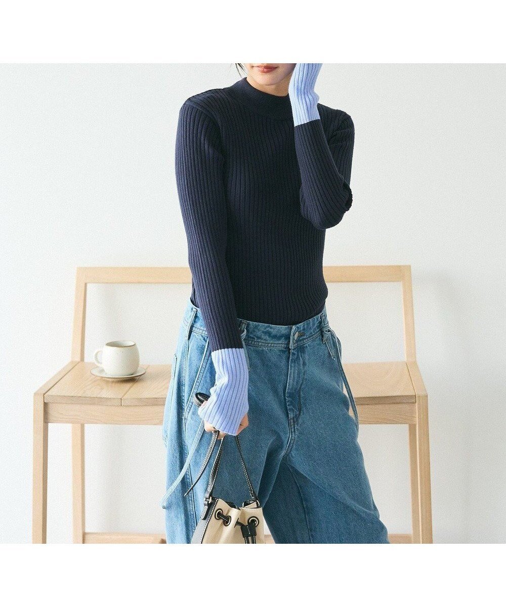 【クラフトスタンダードブティック/CRAFT STANDARD BOUTIQUE】の洗える/とてもち配色モックネックリブニットプルオーバー/24AW インテリア・キッズ・メンズ・レディースファッション・服の通販 founy(ファニー) 　ファッション　Fashion　レディースファッション　Fashion for Women　トップス・カットソー　Cut & Sew Tops　ニット　Knit Tops & Sweaters　カジュアルプルオーバー・ニットトップス　Pullovers & Knit Tops / Casual Pullovers　インナー　Innerwear　洗える　Machine Washable　コンパクト　Compact, Small Size　シンプル　Simple, Minimal　ジャケット　Jacket, Outerwear　セーター　Sweater, Knitwear　フィット　Fit, Slim Fit　ベーシック　Basic, Essential　ポケット　Pocket, Pocket Detail　冬　Winter / This Winter　A/W・秋冬　Autumn/Winter　2024年　2024　2024-2025秋冬・A/W　Autumn/Winter 2024–25 AW24–25　Navy|ID: prp329100004869325 ipo3291000000036288358
