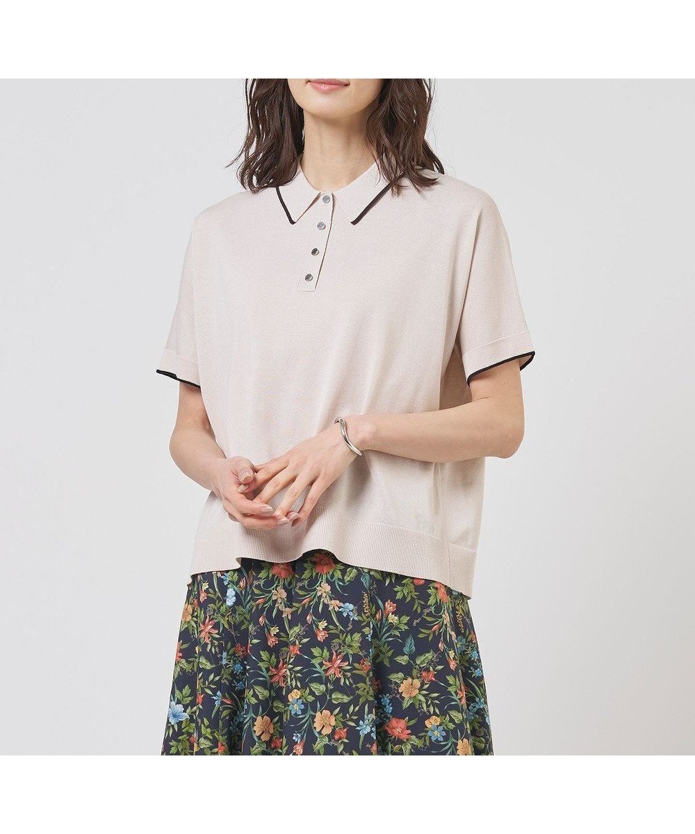 【ジェイ プレス/J.PRESS】のDRY COTTON ポロ ニット インテリア・キッズ・メンズ・レディースファッション・服の通販 founy(ファニー) 　ファッション　Fashion　レディースファッション　Fashion for Women　トップス・カットソー　Cut & Sew Tops　ニット　Knit Tops & Sweaters　春　Spring　シャドー　Shadow, Subtle Pattern　シンプル　Simple, Minimal　セーター　Sweater, Knitwear　ボーダー　Border, Stripe　ポロシャツ　Polo Shirt, Collared Tee　リラックス　Relax, Relaxed Fit　S/S・春夏　SS, Spring/Summer, Warm Season　夏　Summer　エレガント 上品　Elegant　ナチュラル×ネイビー系|ID: prp329100004869337 ipo3291000000036288571