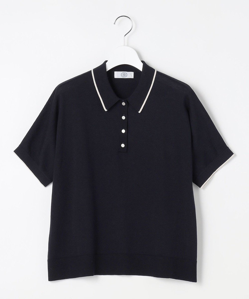 【ジェイ プレス/J.PRESS】のDRY COTTON ポロ ニット インテリア・キッズ・メンズ・レディースファッション・服の通販 founy(ファニー) 　ファッション　Fashion　レディースファッション　Fashion for Women　トップス・カットソー　Cut & Sew Tops　ニット　Knit Tops & Sweaters　春　Spring　シャドー　Shadow, Subtle Pattern　シンプル　Simple, Minimal　セーター　Sweater, Knitwear　ボーダー　Border, Stripe　ポロシャツ　Polo Shirt, Collared Tee　リラックス　Relax, Relaxed Fit　S/S・春夏　SS, Spring/Summer, Warm Season　夏　Summer　エレガント 上品　Elegant　ネイビー×ナチュラル系|ID: prp329100004869337 ipo3291000000036288574