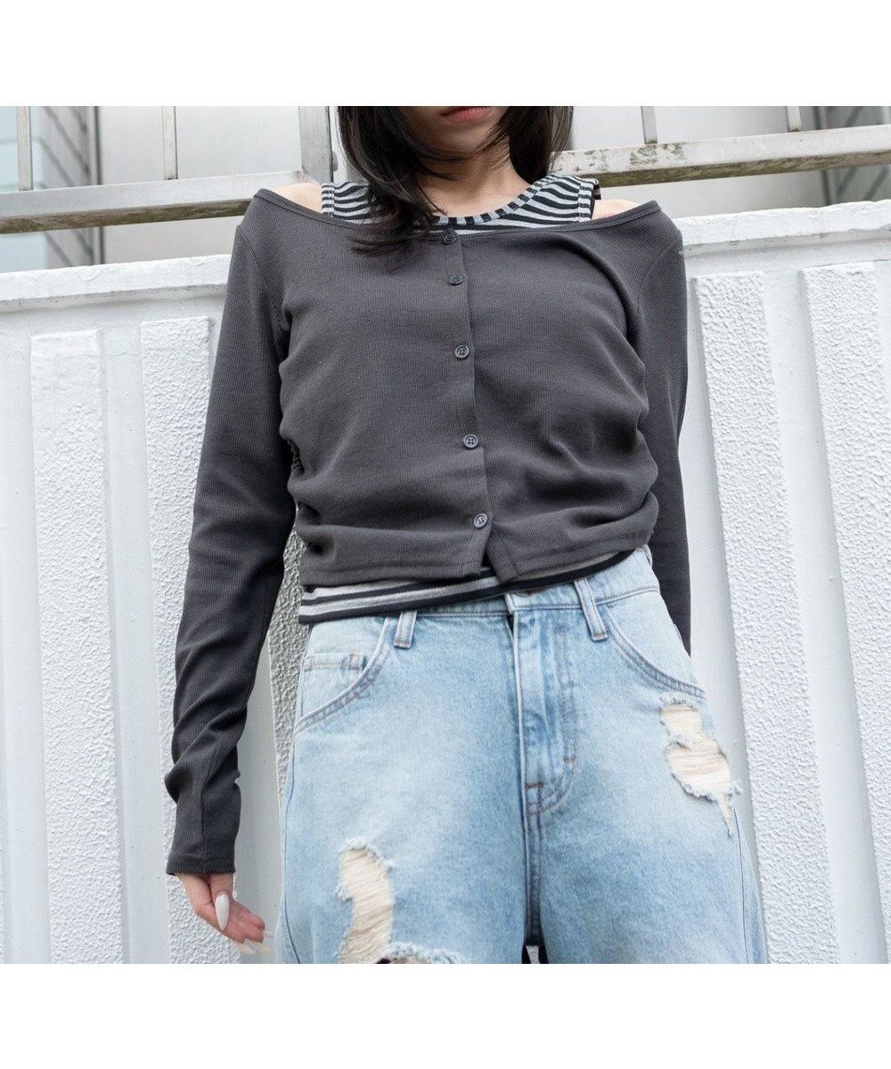 【ウィゴー/WEGO】のカーデドッキングレイヤードロンT インテリア・キッズ・メンズ・レディースファッション・服の通販 founy(ファニー) 　ファッション　Fashion　レディースファッション　Fashion for Women　トップス・カットソー　Cut & Sew Tops　シャツ・ブラウス・オフィスカジュアル　Elegant Blouses & Button-Ups　ロングTシャツ・Tシャツ　Longline T-Shirts & Tees　カットソー・ベーシックTシャツ　Cut-and-Sewn Tops / Stretch Tees & Basics　春　Spring　秋　Autumn　カットソー　Cut and Sewn Top　カーゴパンツ　Cargo Pants, Utility Pants　シンプル　Simple, Minimal　スニーカー　Sneakers, Trainers　スマホ　Smartphone, Mobile Device　スラックス　Slacks, Dress Pants　デニム　Denim, Jeans Material　バランス　Balance, Style Balance　ボトム　Bottoms, Lower Wear　ロング　Long, Long-Length　S/S・春夏　SS, Spring/Summer, Warm Season　おすすめ　Recommended / Our Picks　夏　Summer　スミクロ|ID: prp329100004869355 ipo3291000000036288792