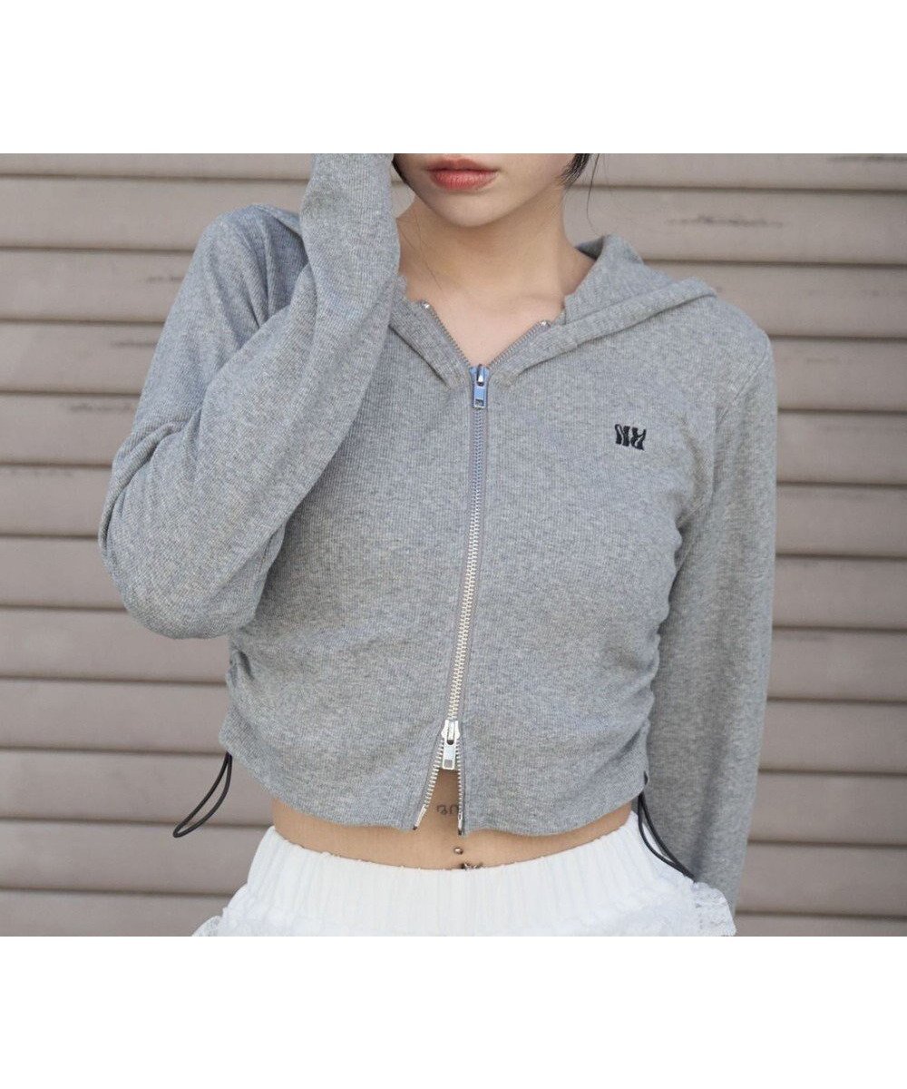 【ウィゴー/WEGO】のリブジップパーカー インテリア・キッズ・メンズ・レディースファッション・服の通販 founy(ファニー) 　ファッション　Fashion　レディースファッション　Fashion for Women　トップス・カットソー　Cut & Sew Tops　レディースパーカー・カジュアルフーディー　Casual Hoodies & Sweatshirts　インナー　Innerwear　春　Spring　秋　Autumn　カーゴパンツ　Cargo Pants, Utility Pants　コンパクト　Compact, Small Size　ショート　Short, Short Length　スマホ　Smartphone, Mobile Device　デニム　Denim, Jeans Material　トレンド　Trend, Trending Now　バランス　Balance, Style Balance　パーカー　Hoodie, Parka　フィット　Fit, Slim Fit　フロント　Front, Front Design　ボトム　Bottoms, Lower Wear　羽織　Haori, Light Jacket　ミニスカート　Mini Skirt, Short Skirt　ワイド　Wide, Wide Fit　S/S・春夏　SS, Spring/Summer, Warm Season　おすすめ　Recommended / Our Picks　夏　Summer　杢グレー|ID: prp329100004869359 ipo3291000000036288824
