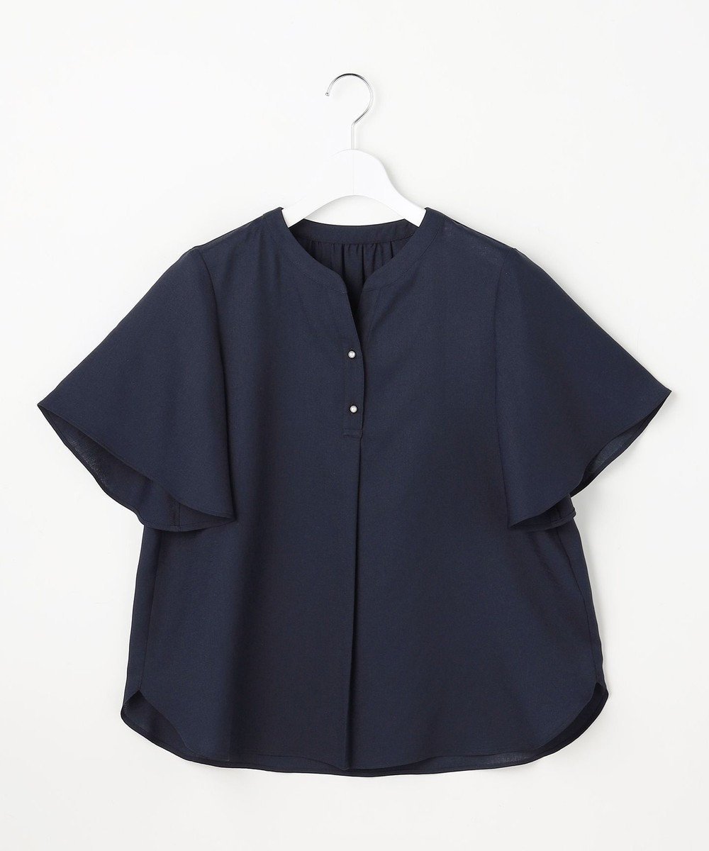 【エニィ スィス/any SiS】のスムージーポリエステル スキッパー ブラウス インテリア・キッズ・メンズ・レディースファッション・服の通販 founy(ファニー) 　ファッション　Fashion　レディースファッション　Fashion for Women　トップス・カットソー　Cut & Sew Tops　シャツ・ブラウス・オフィスカジュアル　Elegant Blouses & Button-Ups　春　Spring　ギャザー　Gathered, Ruffled　シンプル　Simple, Minimal　スキッパー　Skipper, Open Collar　スリット　Slit, Slit Detail　タイトスカート　Pencil Skirt, Tight Skirt　パール　Pearl, Pearl Accent　フレア　Flare, Flared　リラックス　Relax, Relaxed Fit　S/S・春夏　SS, Spring/Summer, Warm Season　おすすめ　Recommended / Our Picks　夏　Summer　エレガント 上品　Elegant　新作・新入荷　New Arrivals / New In　ネイビー|ID: prp329100004869366 ipo3291000000036288894